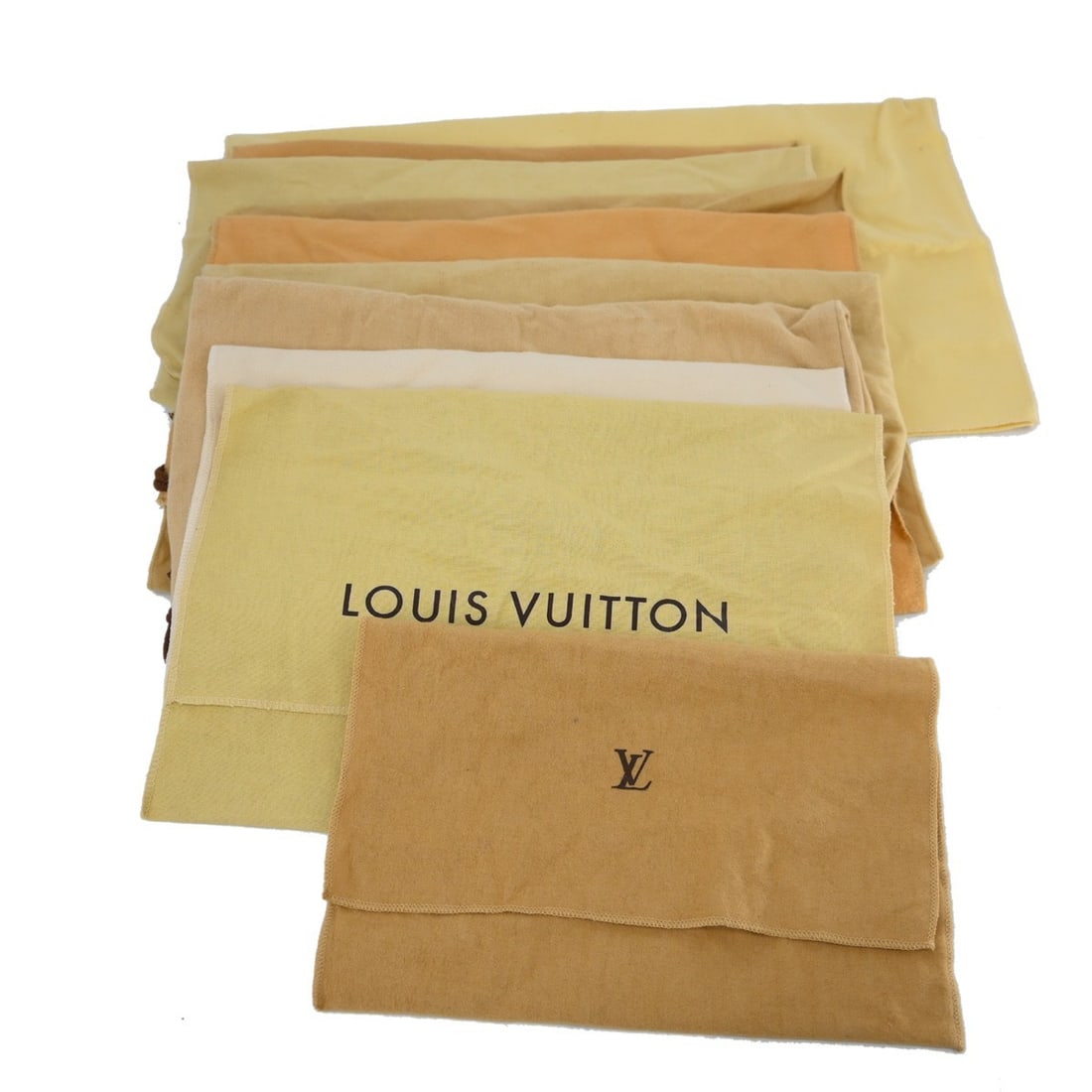 Louis Vuitton cotton dust bags 10-piece set brown beige: Louis Vuitton cotton dust bags 10-piece set brown beige This is a set of 10 Louis Vuitton dust bags made from 100% cotton in brown and beige tones. Designed for unisex use, these dust bags are ideal f