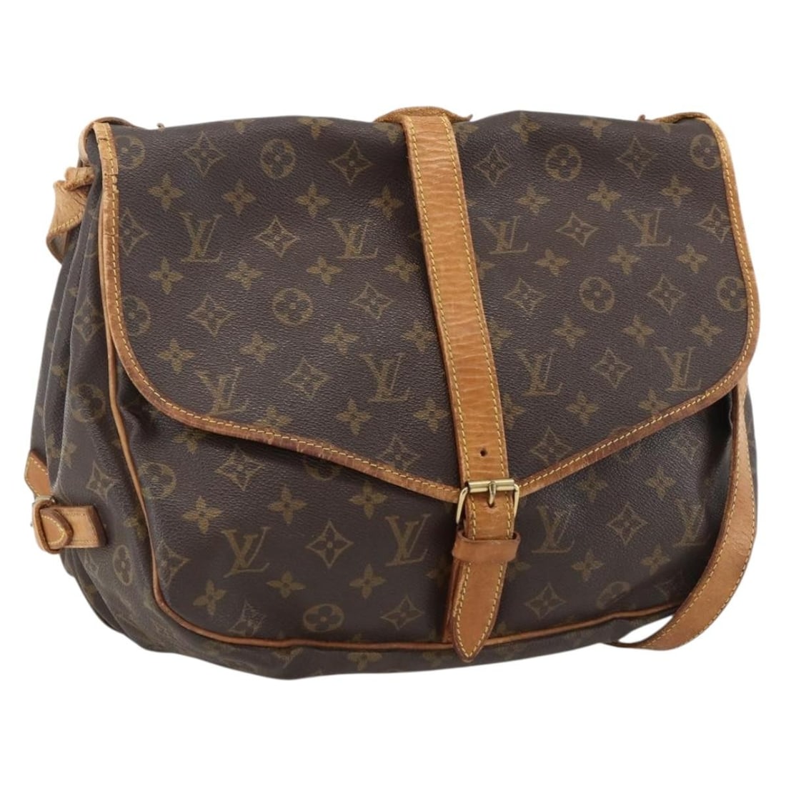 Louis Vuitton Saumur 30 Monogram Canvas Shoulder Bag M42256: Louis Vuitton Saumur 30 Monogram Canvas Shoulder Bag M42256 This Louis Vuitton Monogram Saumur 30 shoulder bag is crafted from signature monogram canvas and features an adjustable shoulder strap for v