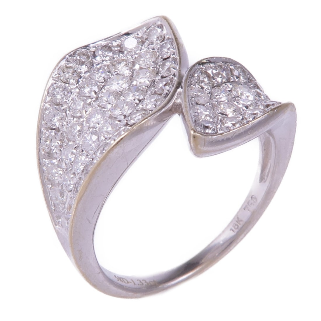 Diamond Ring 18K White Gold Size 7.25 by JEWELRY: Diamond Ring 18K White Gold Size 7.25 by JEWELRY This stunning diamond ring features a beautiful design crafted from 18K white gold (K18WG). The clear diamond centerpiece enhances its elegance, making