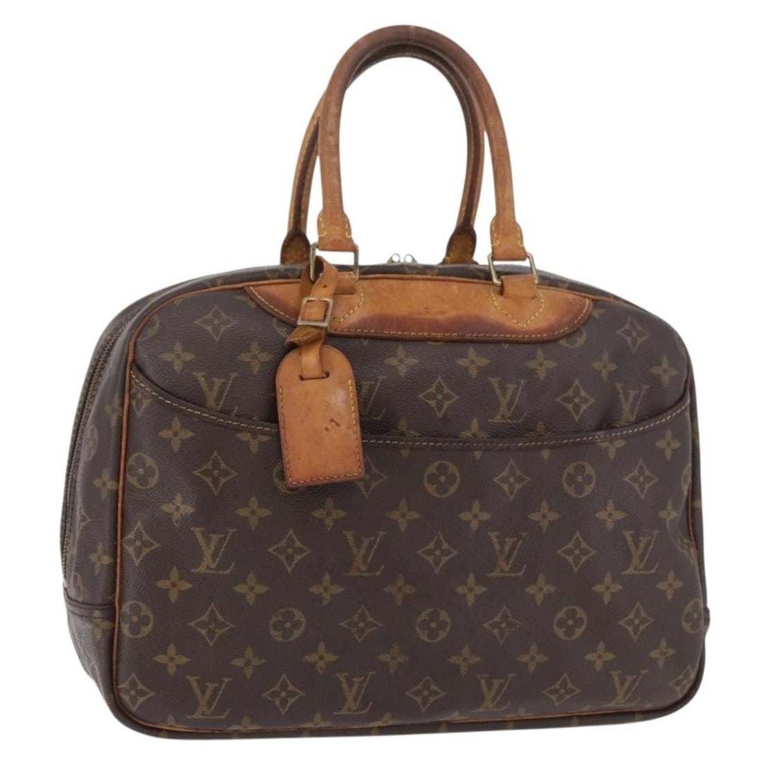 Louis Vuitton Deauville Monogram Canvas Tote M47270 with Name Tag: Louis Vuitton Deauville Monogram Canvas Tote M47270 with Name Tag This Louis Vuitton Monogram Deauville handbag features the iconic monogram canvas exterior and is designed for women's use. The bag in