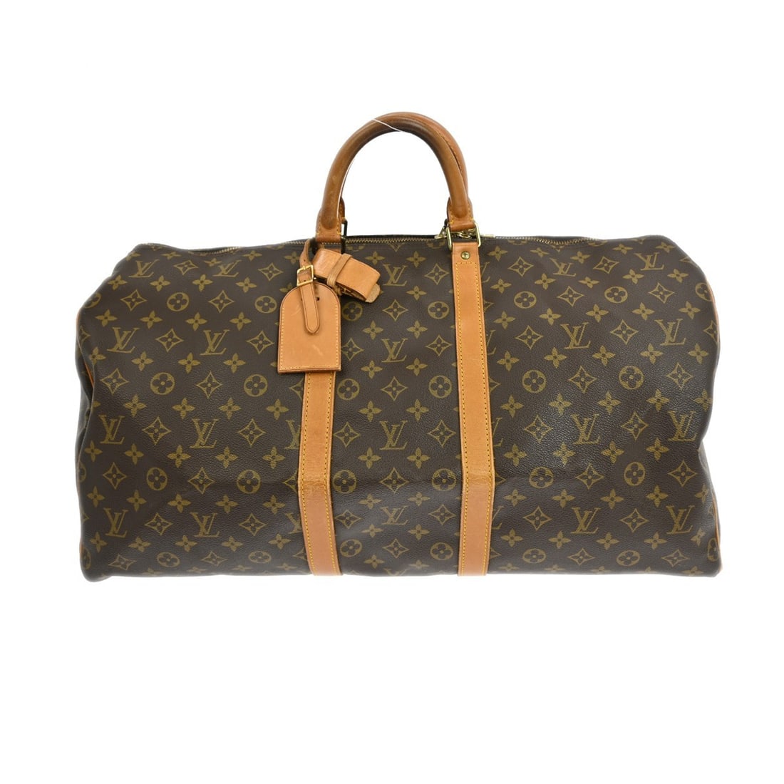 Louis Vuitton Keepall Monogram Canvas Travel Duffel 55cm: Louis Vuitton Keepall Monogram Canvas Travel Duffel 55cm This Louis Vuitton Keepall Bag features the iconic Monogram Canvas design in brown. Designed for unisex use, it offers a spacious interior and 