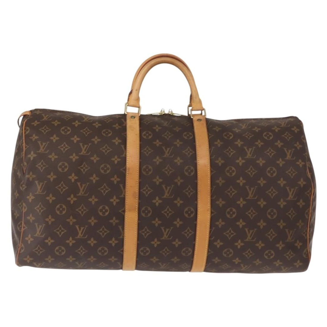 Louis Vuitton Keepall 55 Brown Monogram Canvas Travel Bag: Louis Vuitton Keepall 55 Brown Monogram Canvas Travel Bag This Louis Vuitton Keepall Bag is crafted from signature monogram canvas in a classic brown color. Designed for unisex use, the bag features v
