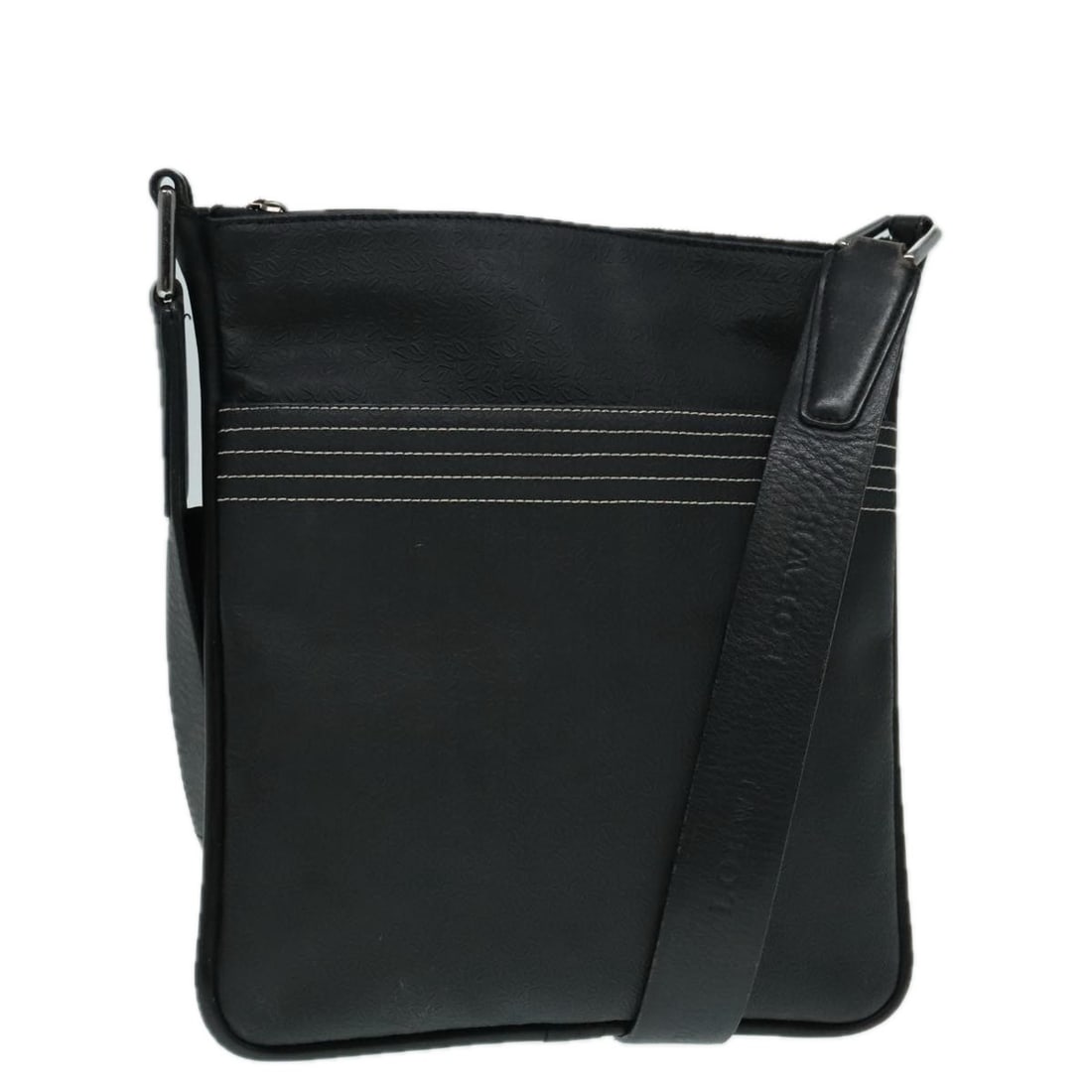 Loewe Anagram Black Leather Shoulder Bag Silver Hardware for Women: Loewe Anagram Black Leather Shoulder Bag Silver Hardware for Women This is a LOEWE Anagram shoulder bag crafted from black leather with silver-tone accents. The bag is designed for women and features 