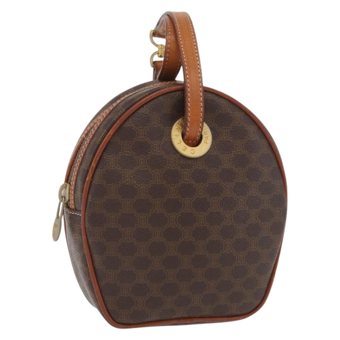 Celine Macadam Brown PVC Leather Shoulder Purse Gold Accent Italy: Celine Macadam Brown PVC Leather Shoulder Purse Gold Accent Italy This CELINE Macadam shoulder bag features a combination of PVC leather and Macadam canvas in brown and gold tones. Designed for women,