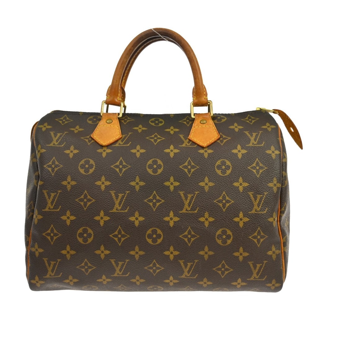 Louis Vuitton Speedy 30 Monogram Canvas Satchel Handbag: Louis Vuitton Speedy 30 Monogram Canvas Satchel Handbag This Louis Vuitton Speedy 30 handbag features the classic Monogram canvas design, complemented by beige leather double handles and a zip closure