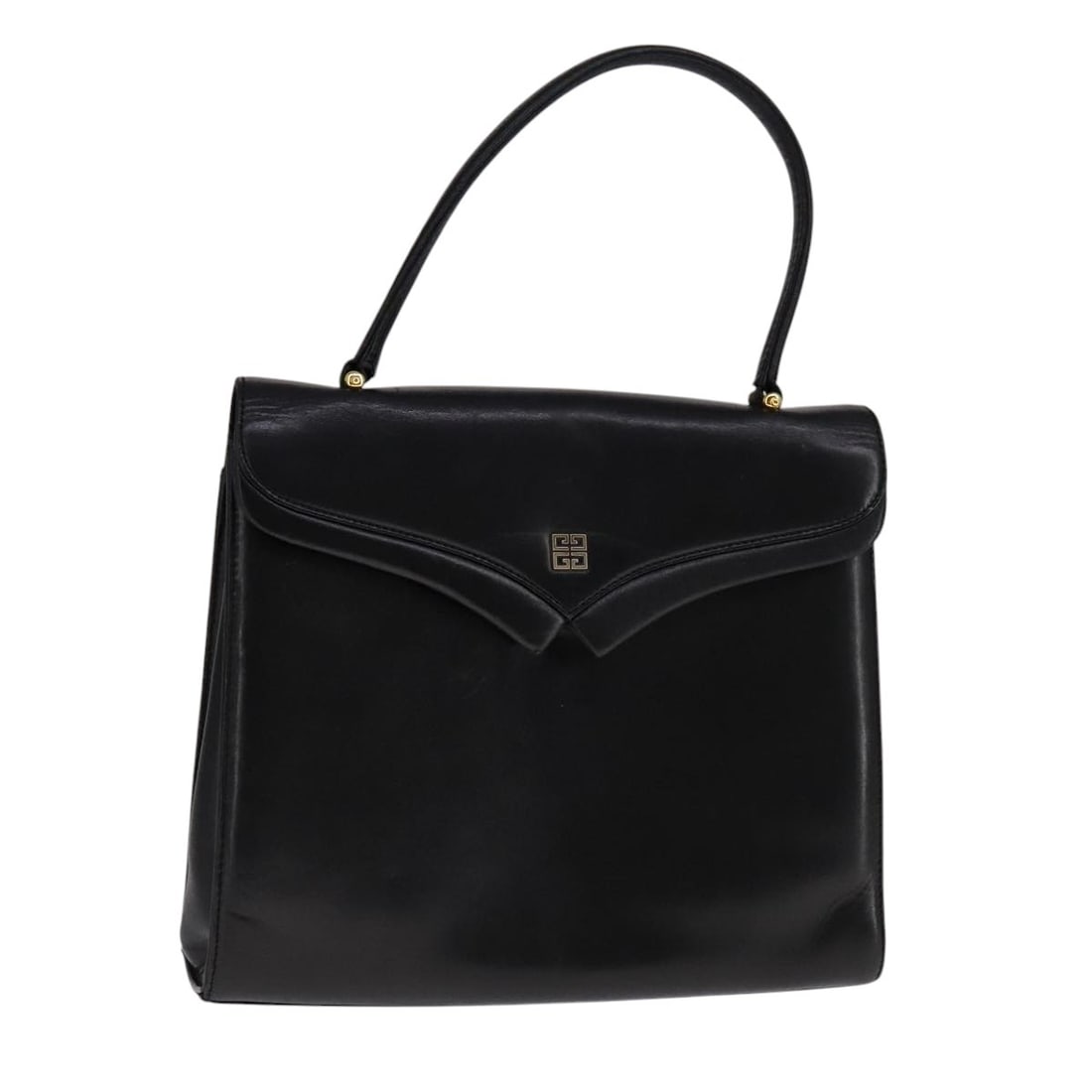Givenchy Black Leather Handbag with Gold Tone Accents for Women: Givenchy Black Leather Handbag with Gold Tone Accents for Women This Givenchy handbag is crafted from black leather with gold-tone accents. Designed for women, it features a structured silhouette with