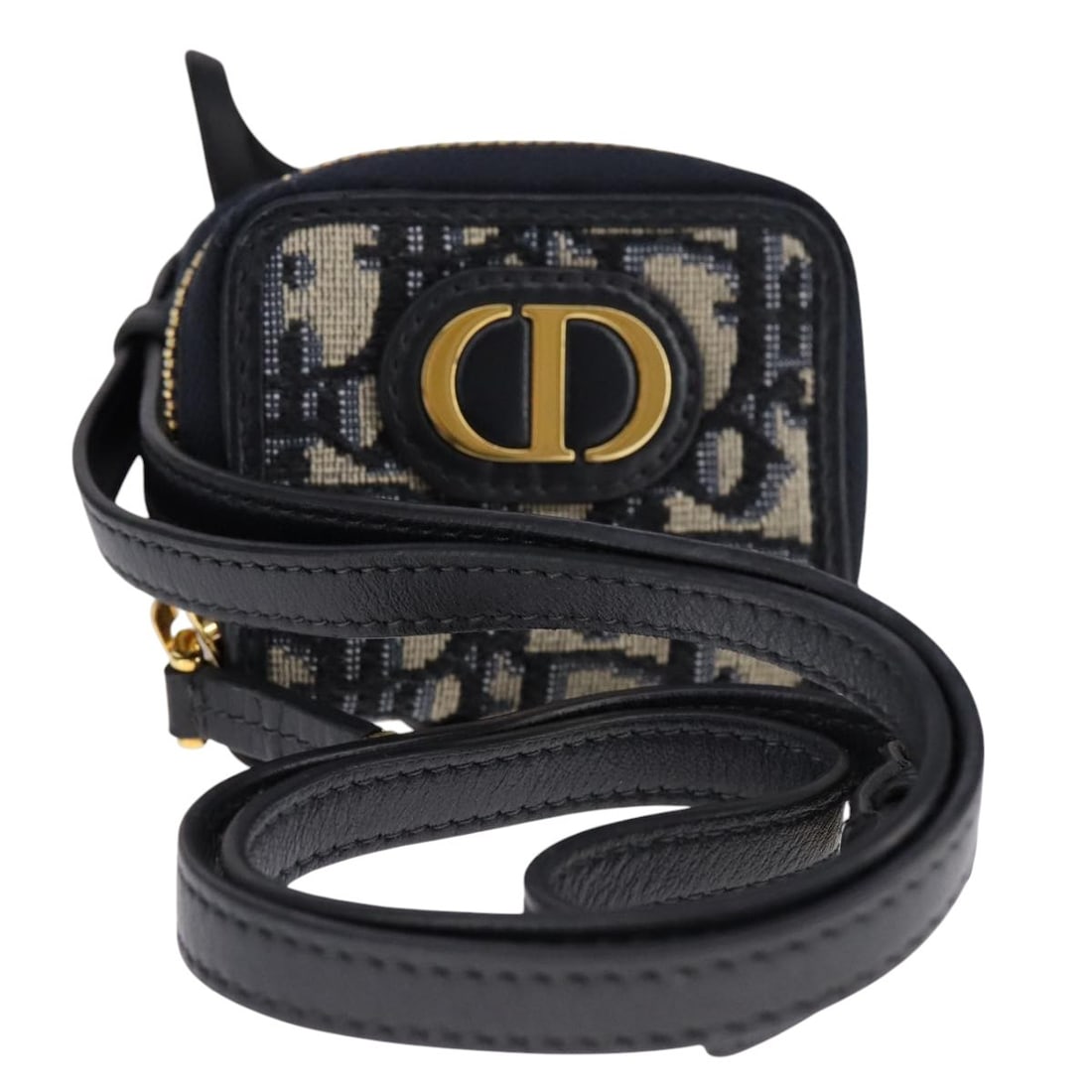 Trotter Canvas Navy Phone Holder Strap by Christian Dior with Box and Dust Bag: Trotter Canvas Navy Phone Holder Strap by Christian Dior with Box and Dust Bag This Christian Dior neck strap phone folder features the iconic Trotter canvas in navy, designed for women. Made in Italy
