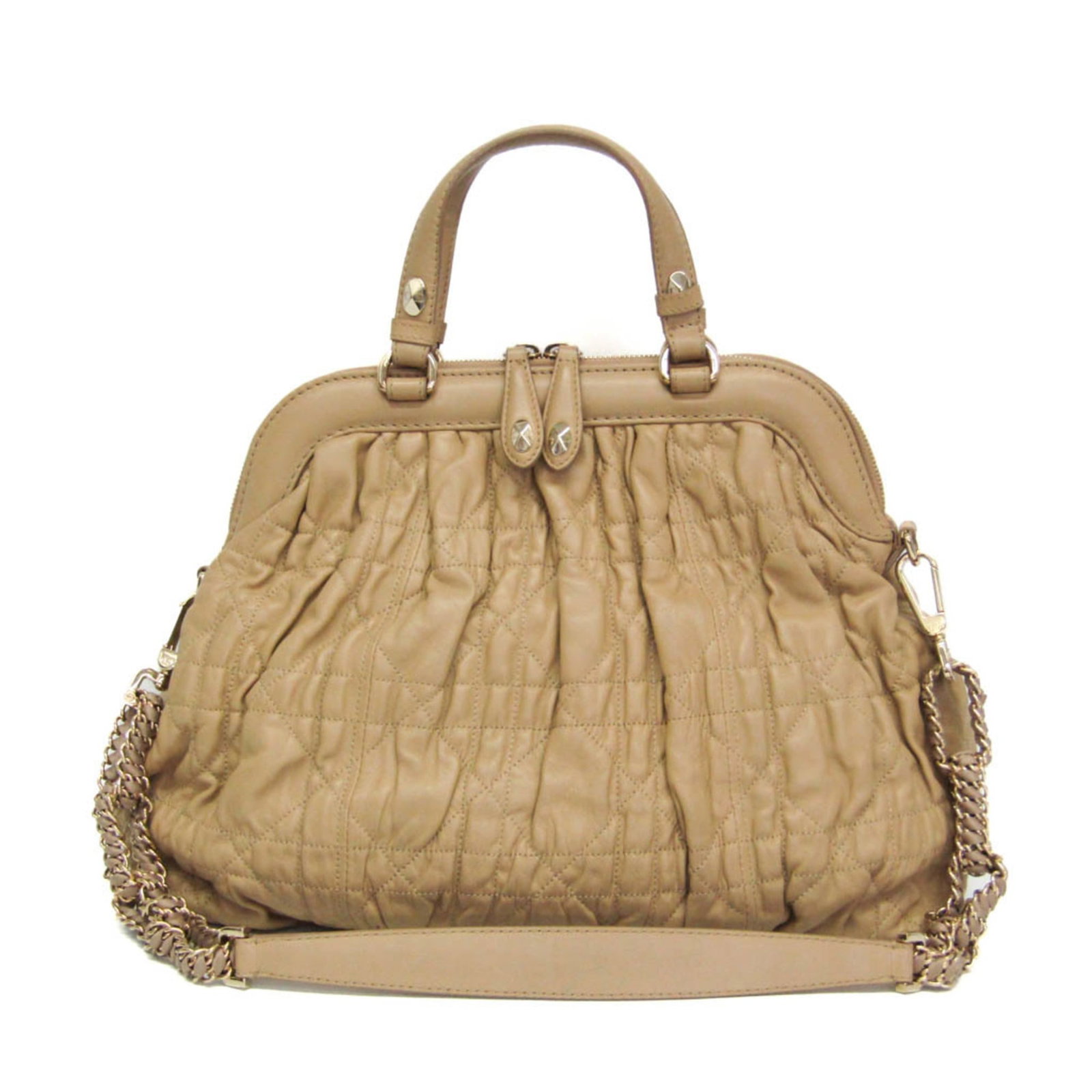 Christian Dior Lady Cannage Beige Leather Handbag 36cm x 30cm x 13cm (1 of 18)