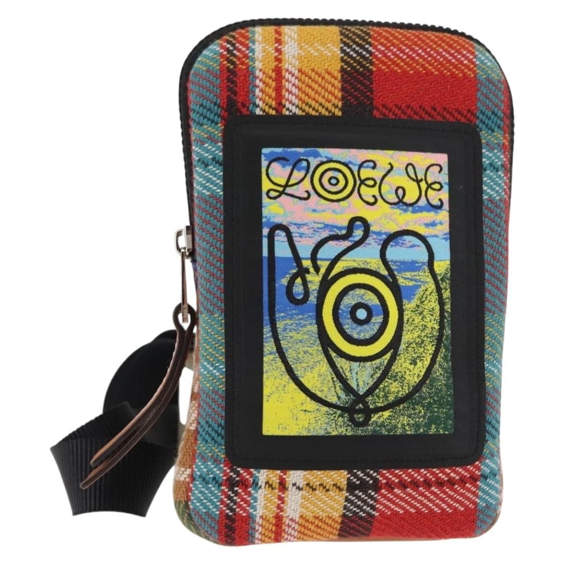 LOEWE Nature Shoulder Bag Multicolor Canvas Silver Made in Japan: LOEWE Nature Shoulder Bag Multicolor Canvas Silver Made in Japan This LOEWE Nature Shoulder Bag is crafted from high-quality canvas, showcasing a striking multicolor and silver design. Originating fro