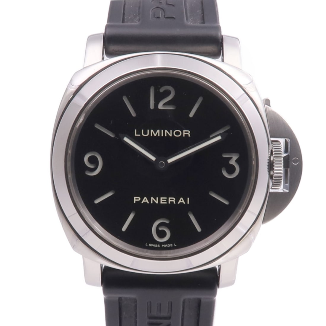 Panerai Luminor Base PAM00112 Black Dial Stainless Steel Men's Watch: Panerai Luminor Base PAM00112 Black Dial Stainless Steel Men's Watch This PANERAI Luminor Base PAM00112 wristwatch features a stainless steel case and a black dial, complemented by a stainless steel b