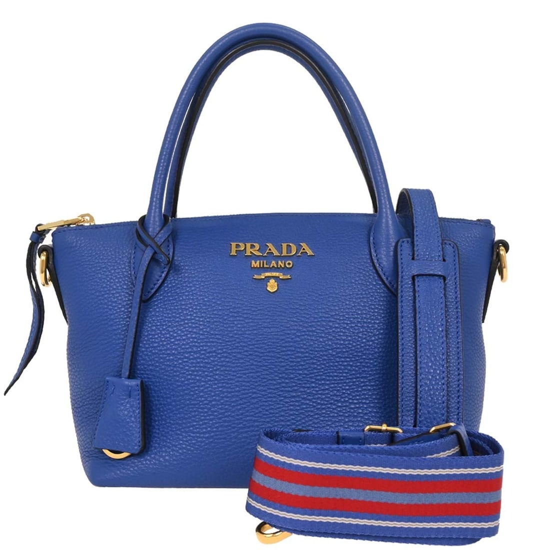 Prada Blue Leather 2way Shoulder Satchel Handbag 117/X: Prada Blue Leather 2way Shoulder Satchel Handbag 117/X Elevate your casual look with this stylish Prada 2-way shoulder handbag, crafted from high-quality leather in a vibrant blue color. This medium-s