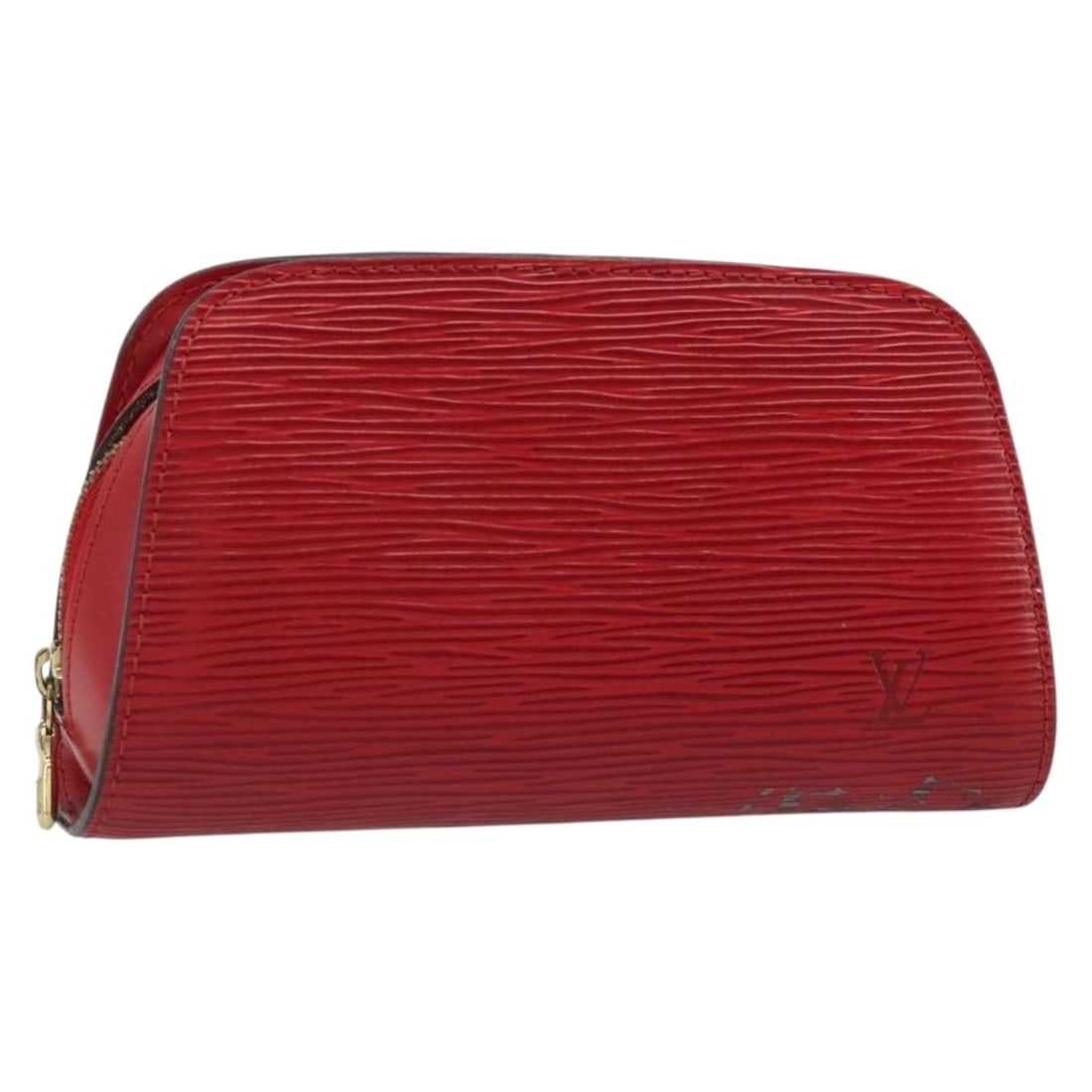 Louis Vuitton Dauphine PM Epi Leather Pouch Castilian Red M48447: Louis Vuitton Dauphine PM Epi Leather Pouch Castilian Red M48447 This Louis Vuitton Epi Dauphine PM Pouch in Castilian Red is crafted from Epi leather and designed for women. The pouch features a comp