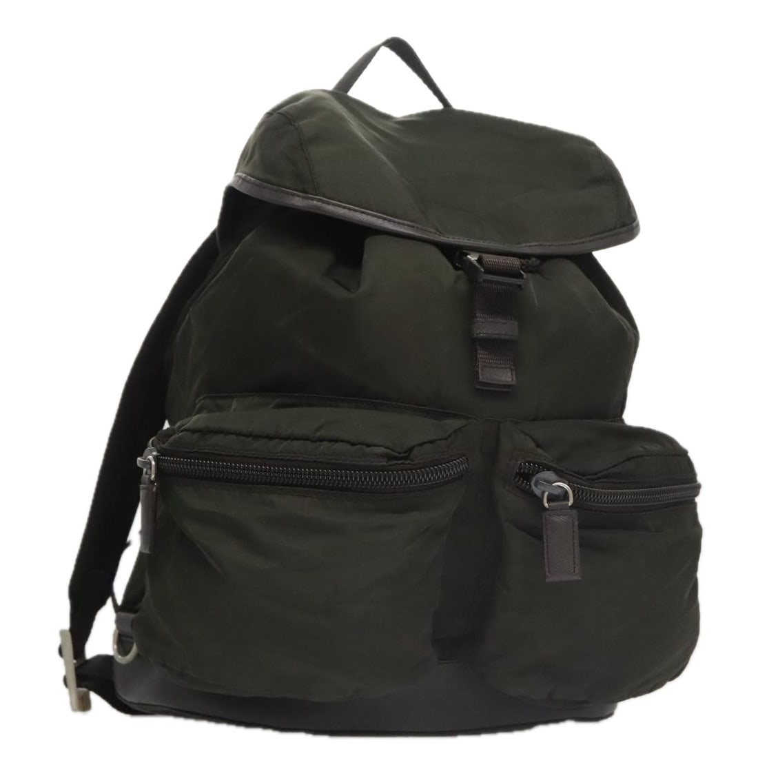 Prada Nylon Unisex Backpack with Double Front Pockets Khaki (1 of 18)