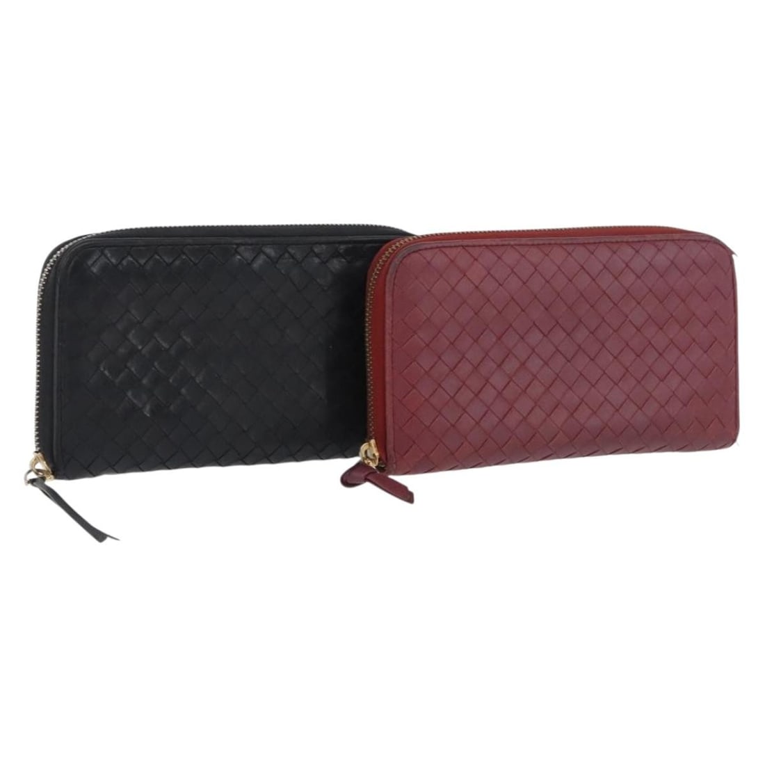 Bottega Veneta Intrecciato leather wallet pair black red (1 of 18)
