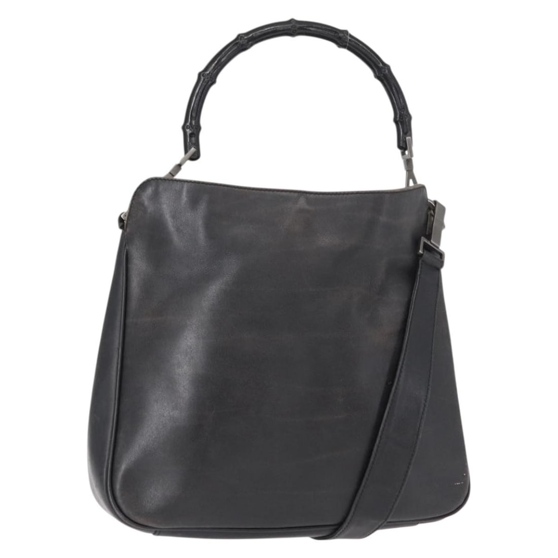 GUCCI Black Leather Bamboo Shoulder Bag 001 1638 2404 Authentic (1 of 18)