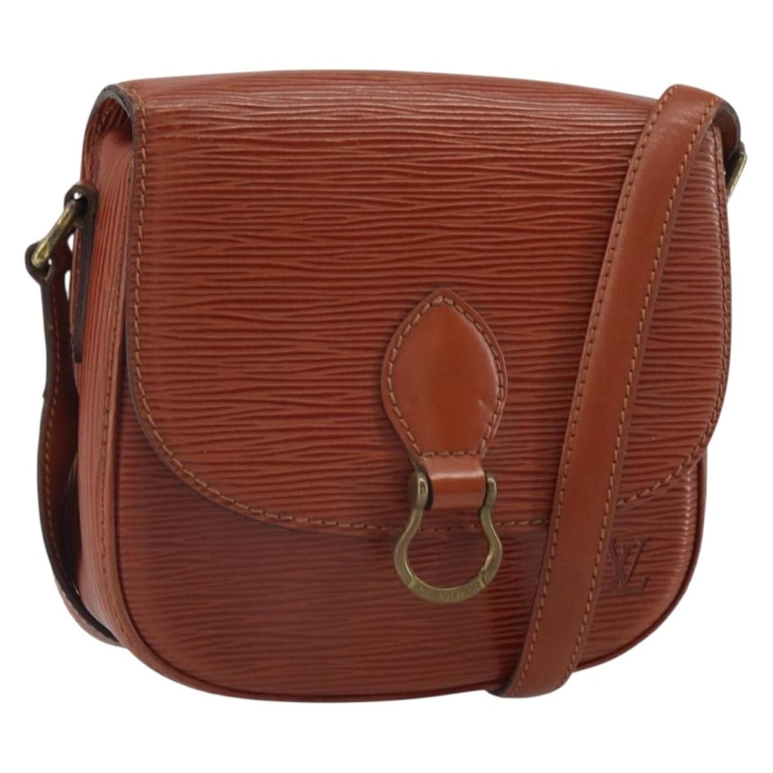 Louis Vuitton Saint Cloud PM Brown Epi Leather Shoulder Bag M52213 France: Louis Vuitton Saint Cloud PM Brown Epi Leather Shoulder Bag M52213 France This is a Louis Vuitton Saint Cloud PM shoulder bag crafted from brown Epi leather. The bag features a compact design with an 