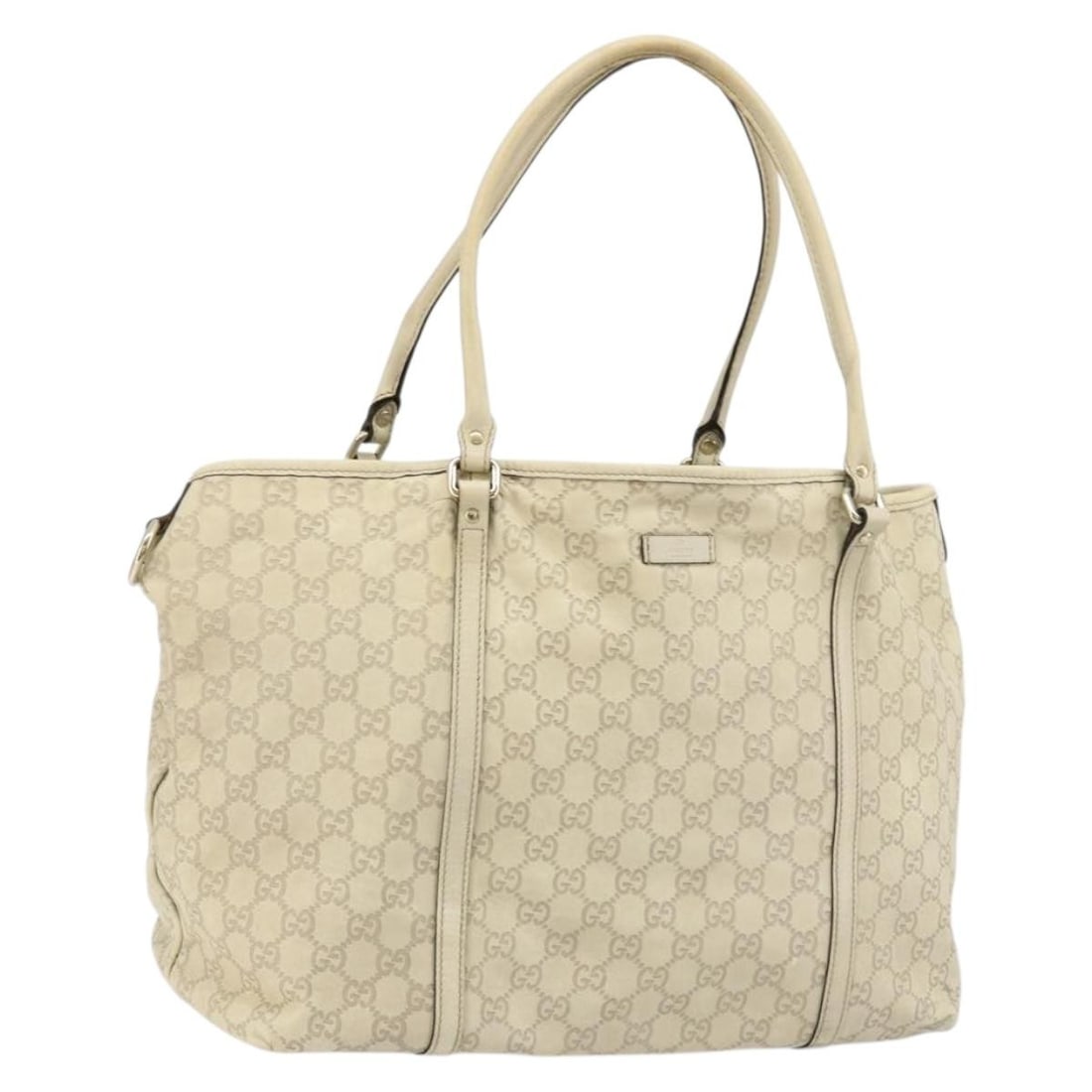 Gucci Ivory Gold GG Canvas Leather Tote Bag 197954: Gucci Ivory Gold GG Canvas Leather Tote Bag 197954 This authentic Gucci GG Canvas Guccissima tote bag features a combination of leather and signature GG canvas in ivory and gold tones. Designed for wo
