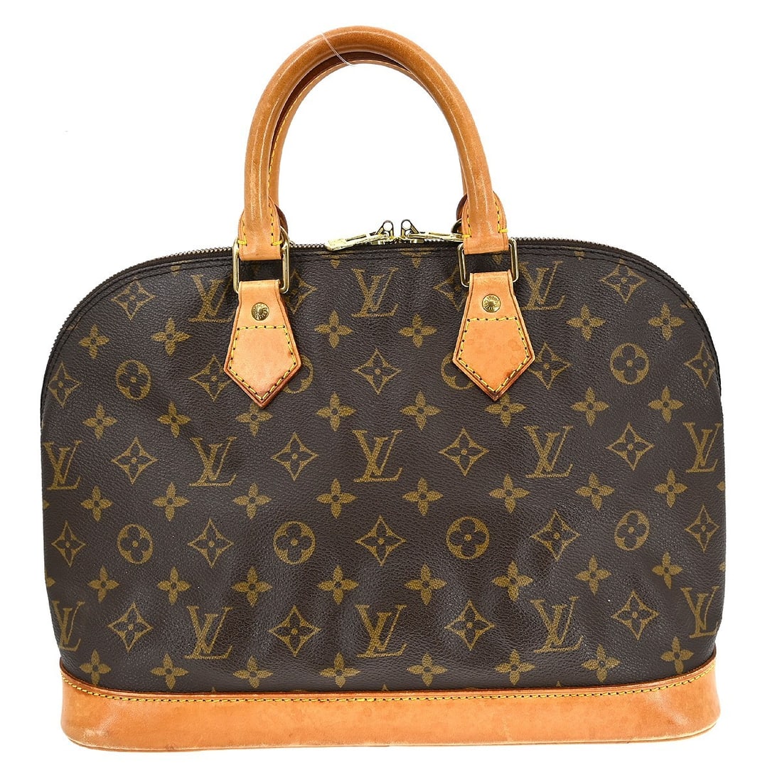 Louis Vuitton Alma Brown Canvas Tote: Louis Vuitton Alma Brown Canvas Tote The Louis Vuitton Alma Handbag is crafted from signature monogram canvas in brown and features a structured silhouette. Designed for women, this classic bag showca