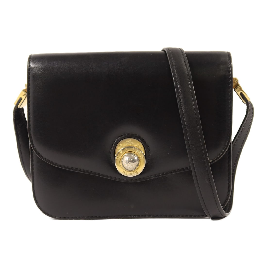 CELINE black calfskin women shoulder bag GHW vintage: CELINE black calfskin women shoulder bag GHW vintage This vintage CELINE shoulder bag is crafted from black calfskin leather and features gold-tone hardware. Designed for women, it offers a classic an