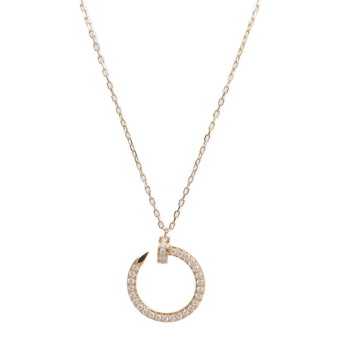 Cartier Juste Un Clou Diamond Necklace 18K Yellow Gold: Cartier Juste Un Clou Diamond Necklace 18K Yellow Gold This Cartier Juste Un Clou necklace features a distinctive nail-inspired design crafted from 18K yellow gold and adorned with diamonds. Made in F