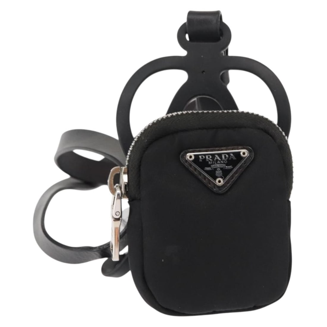 PRADA Tessuto Nylon Phone Holder Bag Black Silver Made in Italy: PRADA Tessuto Nylon Phone Holder Bag Black Silver Made in Italy Elevate your accessory game with this PRADA Tessuto Phone Holder Bag, expertly crafted in Italy. This stylish shoulder bag features a sl