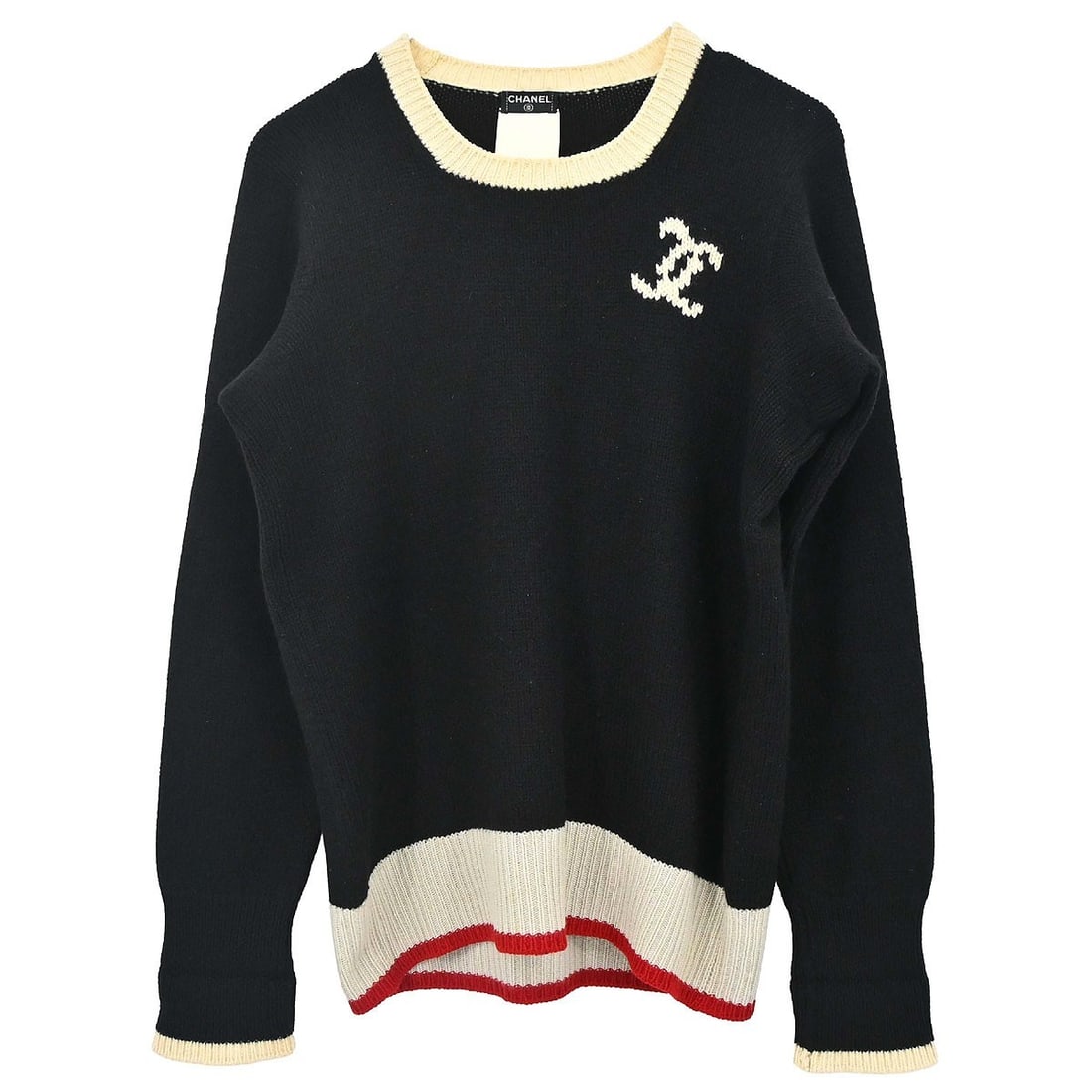 CHANEL black logo pullover sweater top EU 44 (1 of 15)