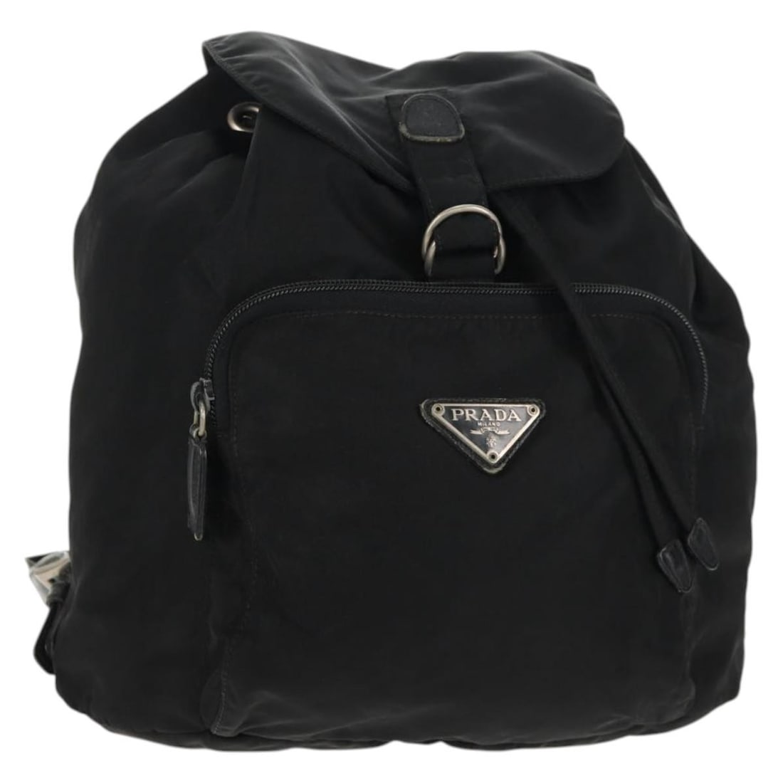 Prada nylon black silver women s backpack Italy: Prada nylon black silver women s backpack Italy This PRADA backpack features a black and silver nylon exterior and is designed for women. Made in Italy, it offers a spacious main compartment with appr