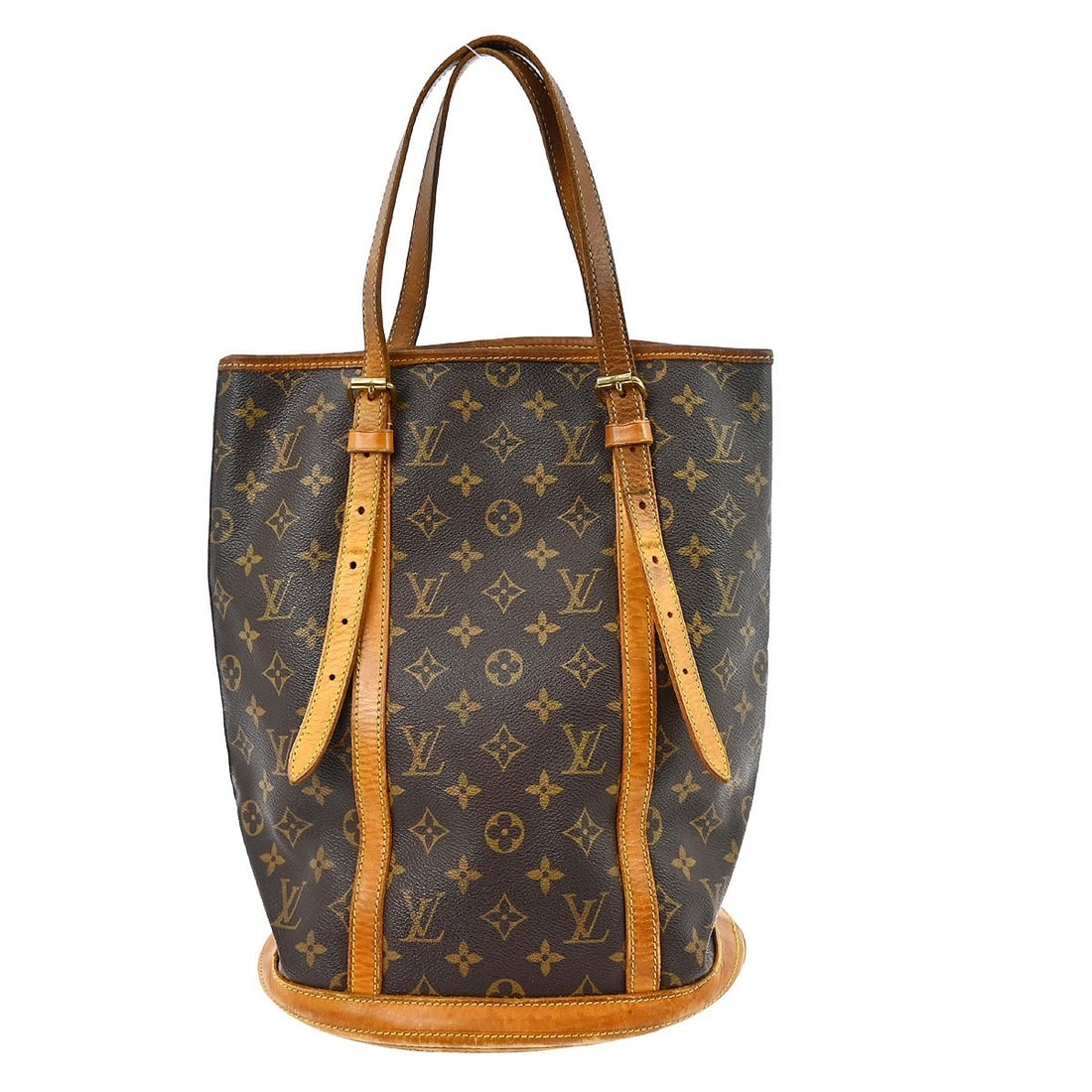 Louis Vuitton Petite Bucket Monogram canvas shoulder tote: Louis Vuitton Petite Bucket Monogram canvas shoulder tote This Louis Vuitton Monogram Bucket GM tote bag features the brand's signature monogram canvas exterior with brown leather shoulder straps and 