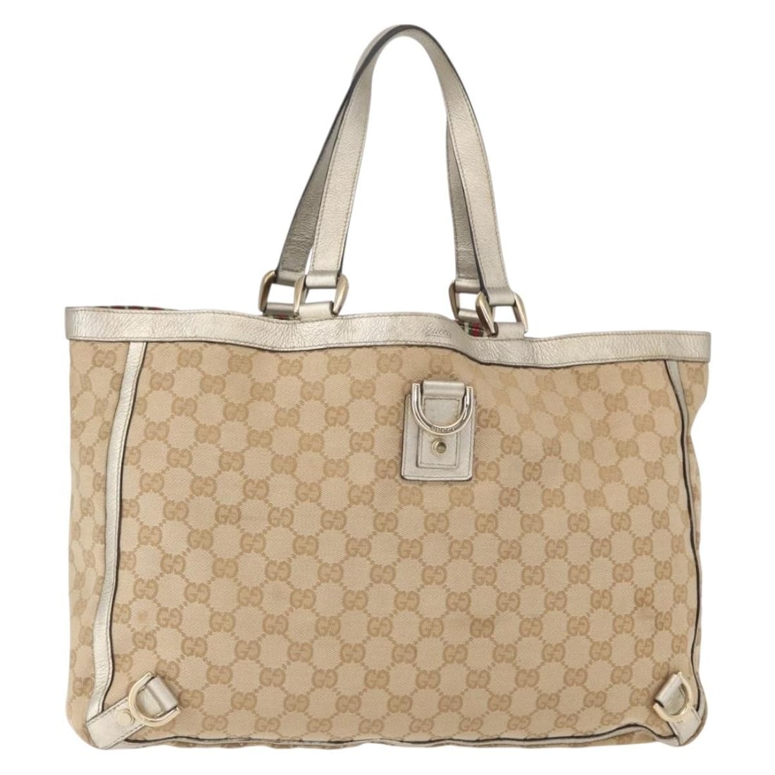 GUCCI GG Canvas Abbey Tote Bag Beige Gold 141472 Auth Italy: GUCCI GG Canvas Abbey Tote Bag Beige Gold 141472 Auth Italy This GUCCI GG Canvas Abbey Tote Bag embodies luxurious Italian craftsmanship with its elegant beige and gold color scheme. Constructed from 