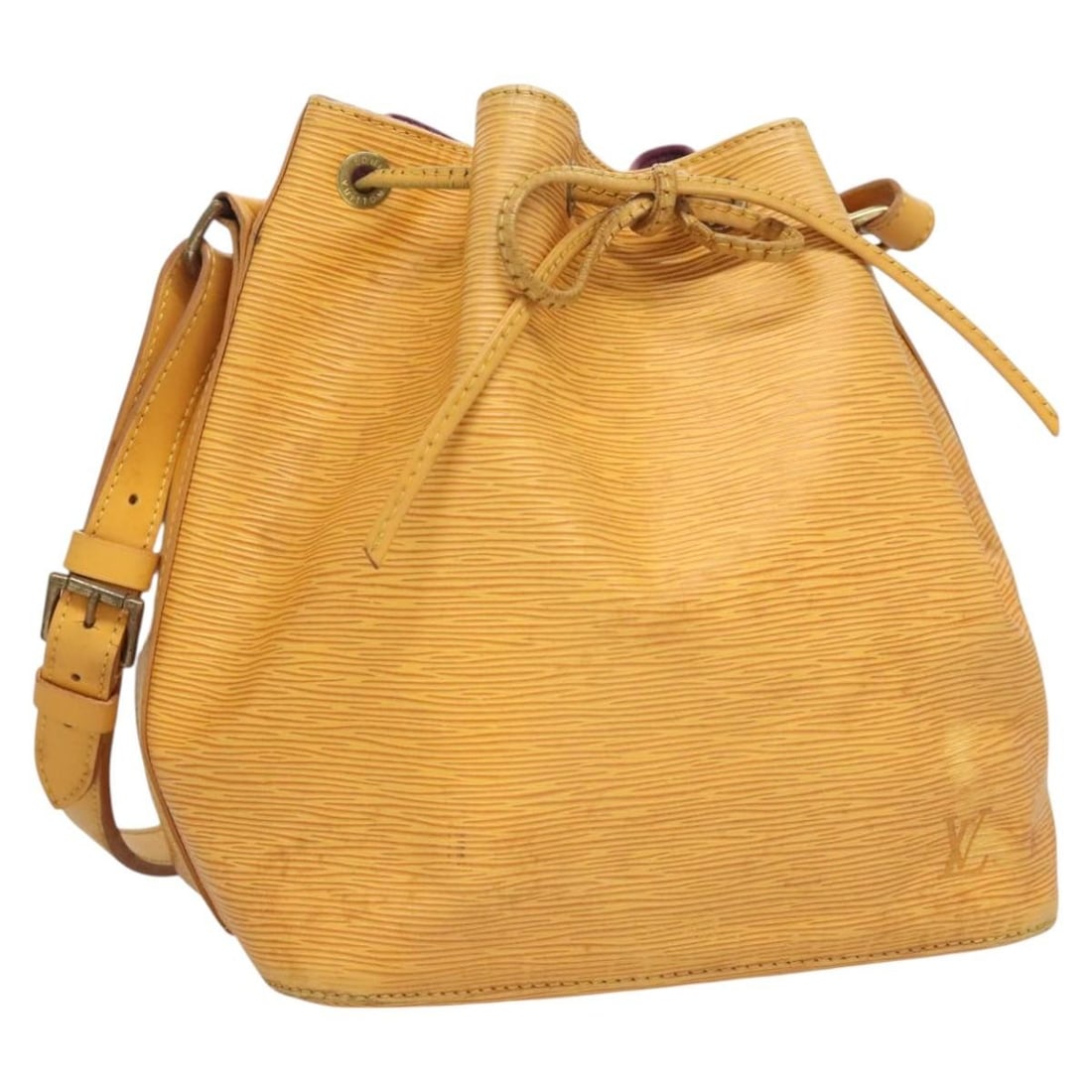 Louis Vuitton Petit Noe Yellow Epi Leather Shoulder Bag M44109: Louis Vuitton Petit Noe Yellow Epi Leather Shoulder Bag M44109 This Louis Vuitton Epi Petit Noe Shoulder Bag in yellow features the brand's signature Epi leather and is designed for women. The bag mea