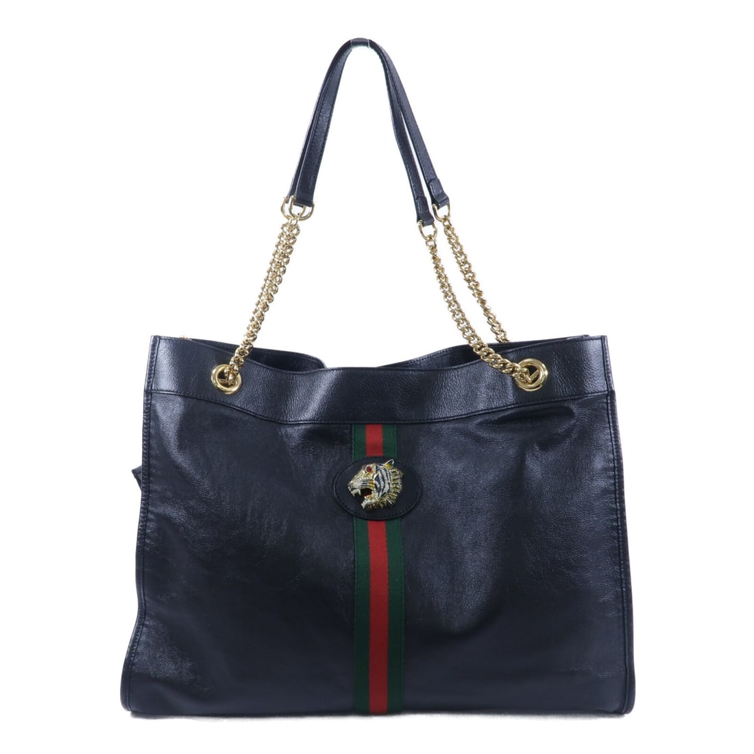 Gucci Rajah chain tote black calfskin GHW: Gucci Rajah chain tote black calfskin GHW This Gucci GG Rajah chain tote bag is crafted from black calfskin leather and features gold-tone hardware. The spacious design offers ample storage, making it
