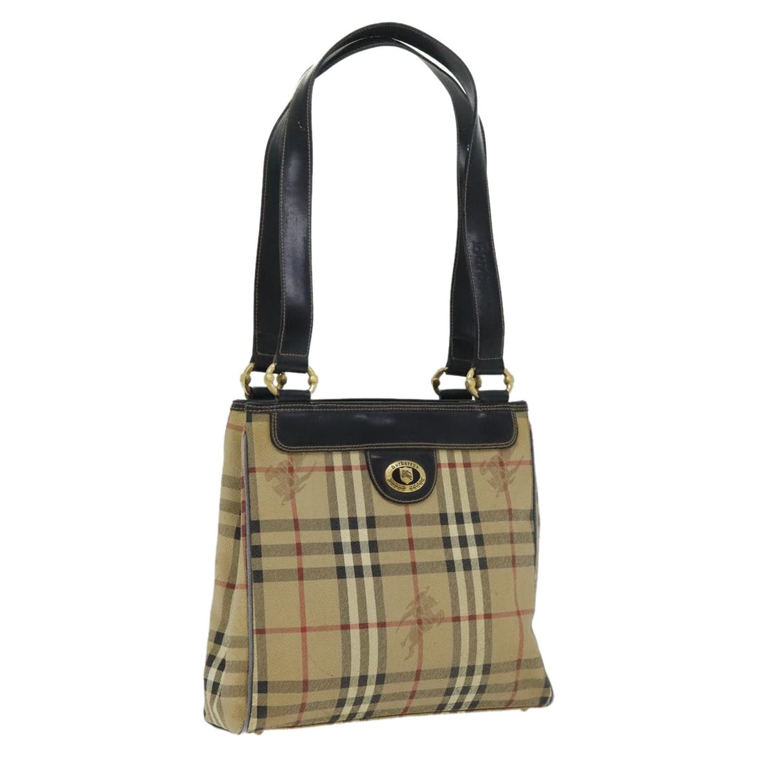 Burberry Beige PVC Nova Check Women's Handbag Made in Italy: Burberry Beige PVC Nova Check Women's Handbag Made in Italy This Burberry Nova Check hand bag features a beige PVC leather exterior with the iconic check pattern. Designed for women, it offers a spaci
