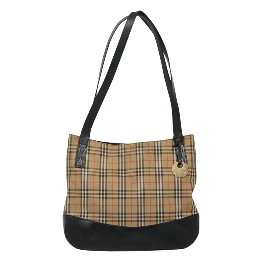 Nova Check tote bag in canvas and leather by Burberry: Nova Check tote bag in canvas and leather by Burberry This Burberry Nova Check Tote features the signature beige canvas with leather accents, designed for women. The tote offers ample space and classi