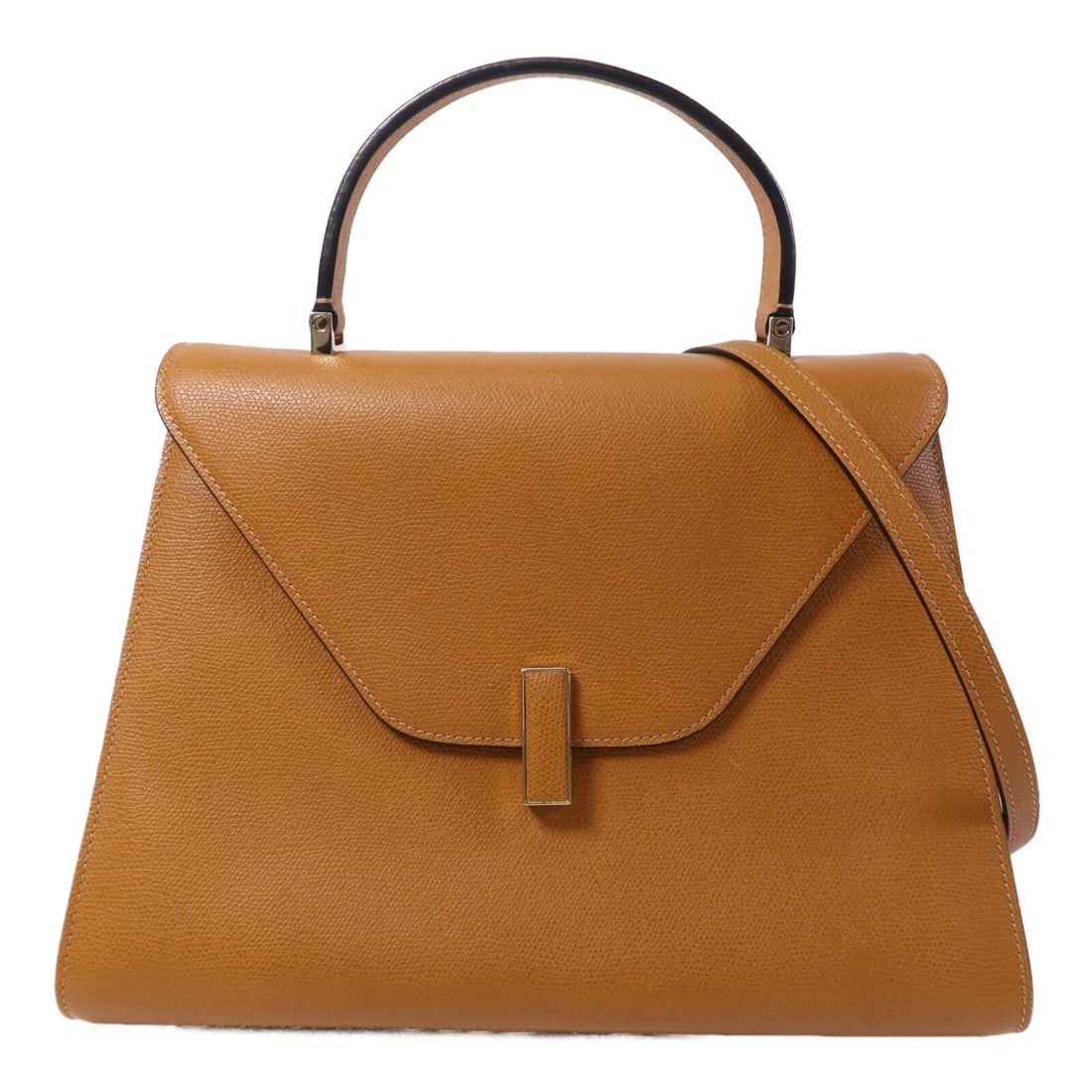 Valextra Iside Medium Brown Calfskin Leather Shoulder Bag with Top Handle: Valextra Iside Medium Brown Calfskin Leather Shoulder Bag with Top Handle This Valextra Iside Top Handle Medium 2 Way Shoulder Bag is crafted from brown calfskin leather and features a structured silh