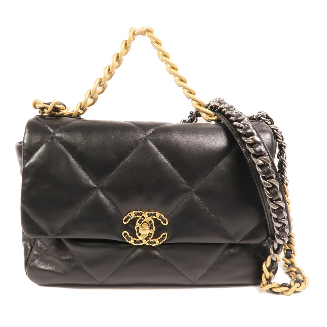 CHANEL Medium C19 Black Lambskin 2way Shoulder Bag AS1161 (1 of 15)