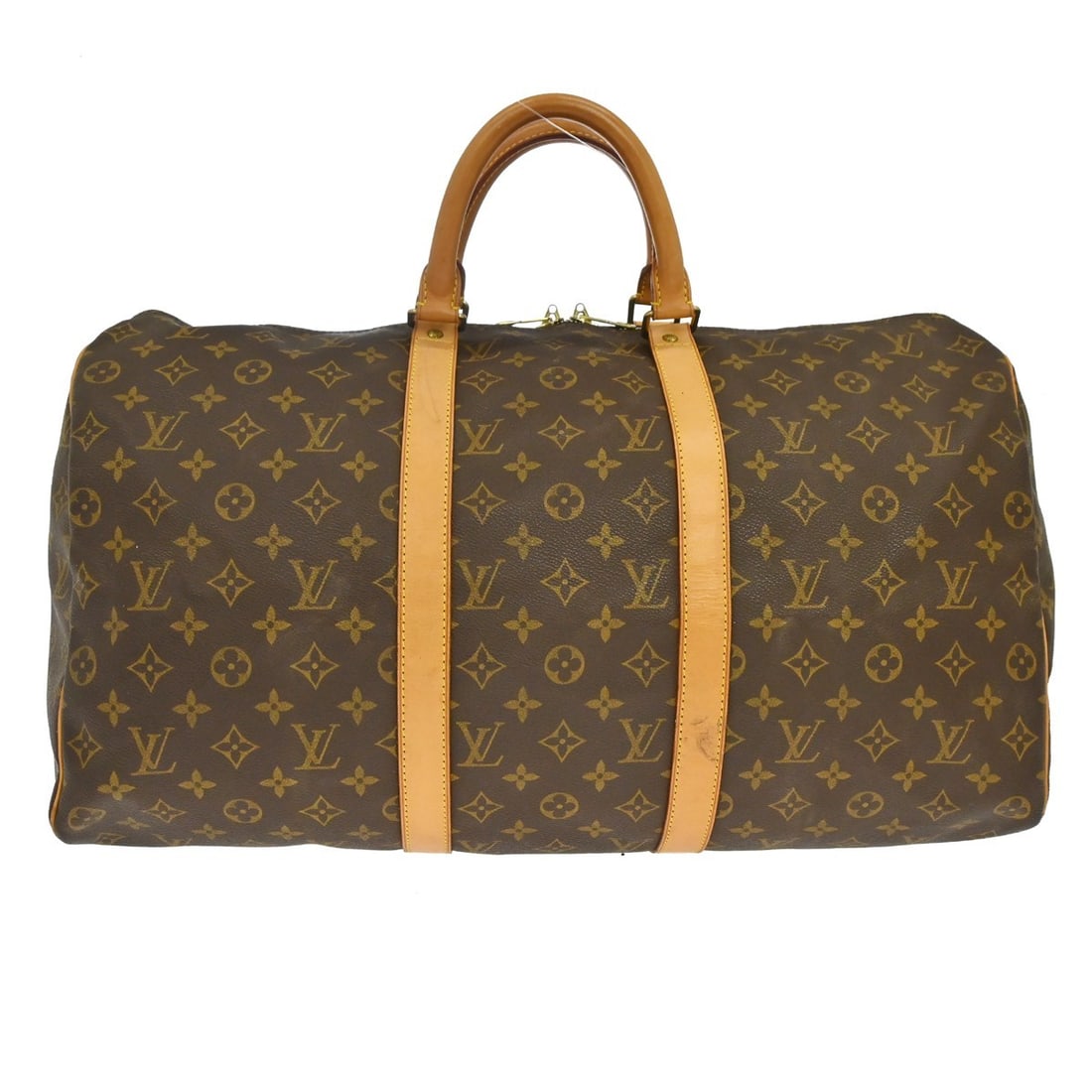 Louis Vuitton Keepall Monogram Canvas Travel Bag 50cm: Louis Vuitton Keepall Monogram Canvas Travel Bag 50cm This Louis Vuitton Keepall Bag is crafted from signature monogram canvas in a classic brown color. Designed for unisex use, it features spacious d