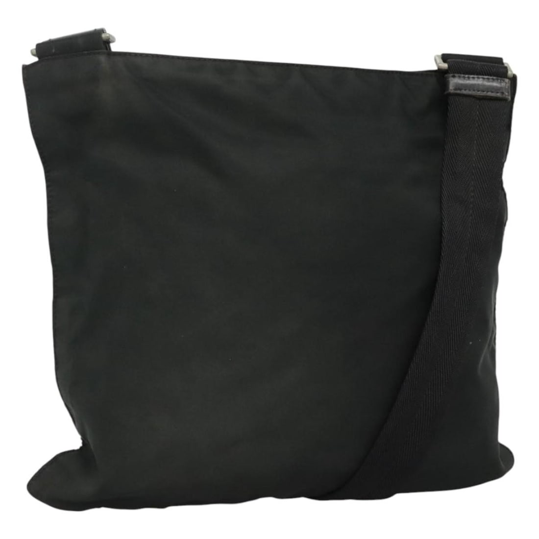 Prada Black Silver Nylon Shoulder Bag Italy 11in x 10.2in: Prada Black Silver Nylon Shoulder Bag Italy 11in x 10.2in This PRADA shoulder bag features a black nylon exterior with silver-tone accents. Designed for women, it is crafted in Italy and offers a spac