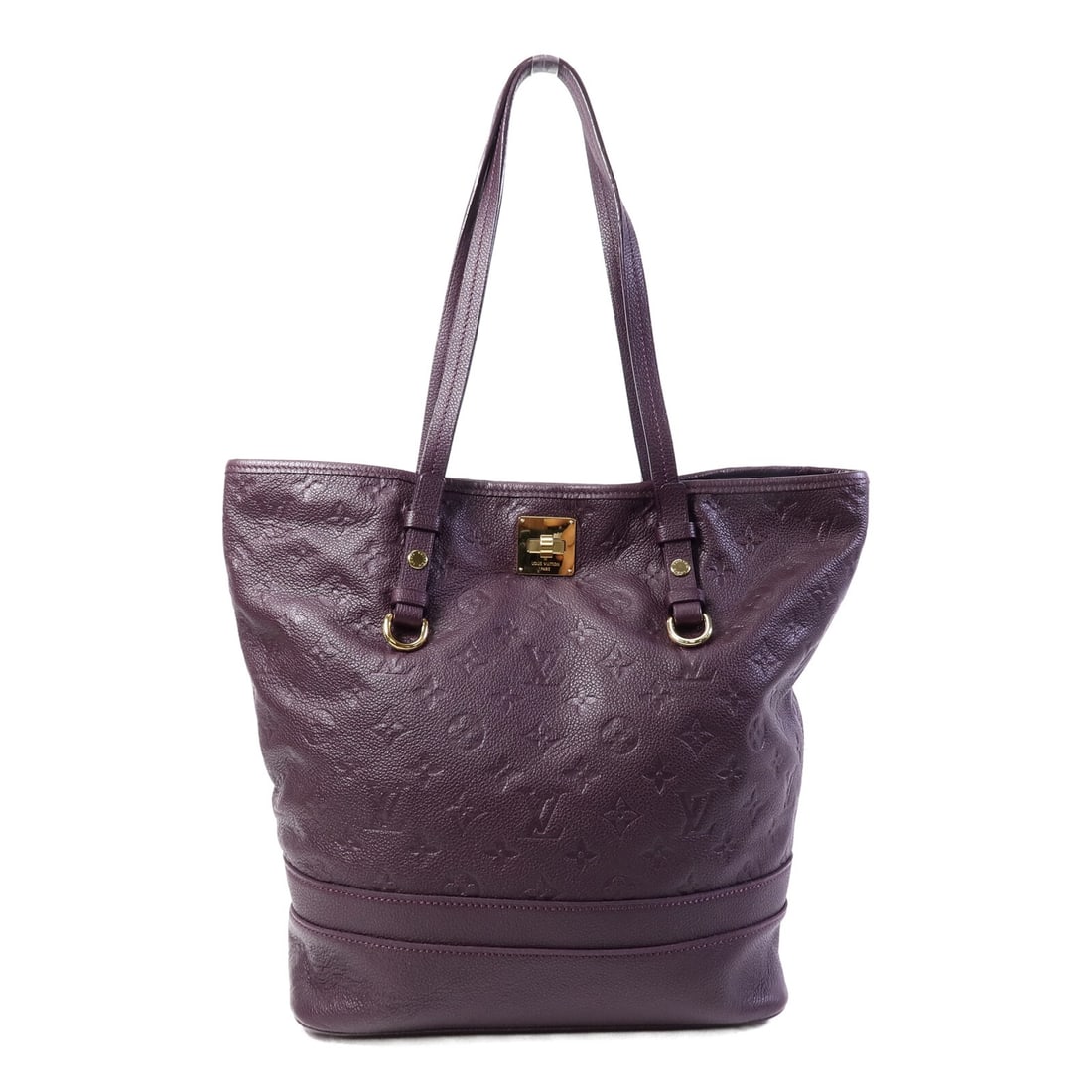 Louis Vuitton Citadine PM Purple Monogram Empreinte Calfskin Tote GHW: Louis Vuitton Citadine PM Purple Monogram Empreinte Calfskin Tote GHW This Louis Vuitton Citadine PM tote bag features a sophisticated purple exterior crafted from calfskin leather, showcasing the sig