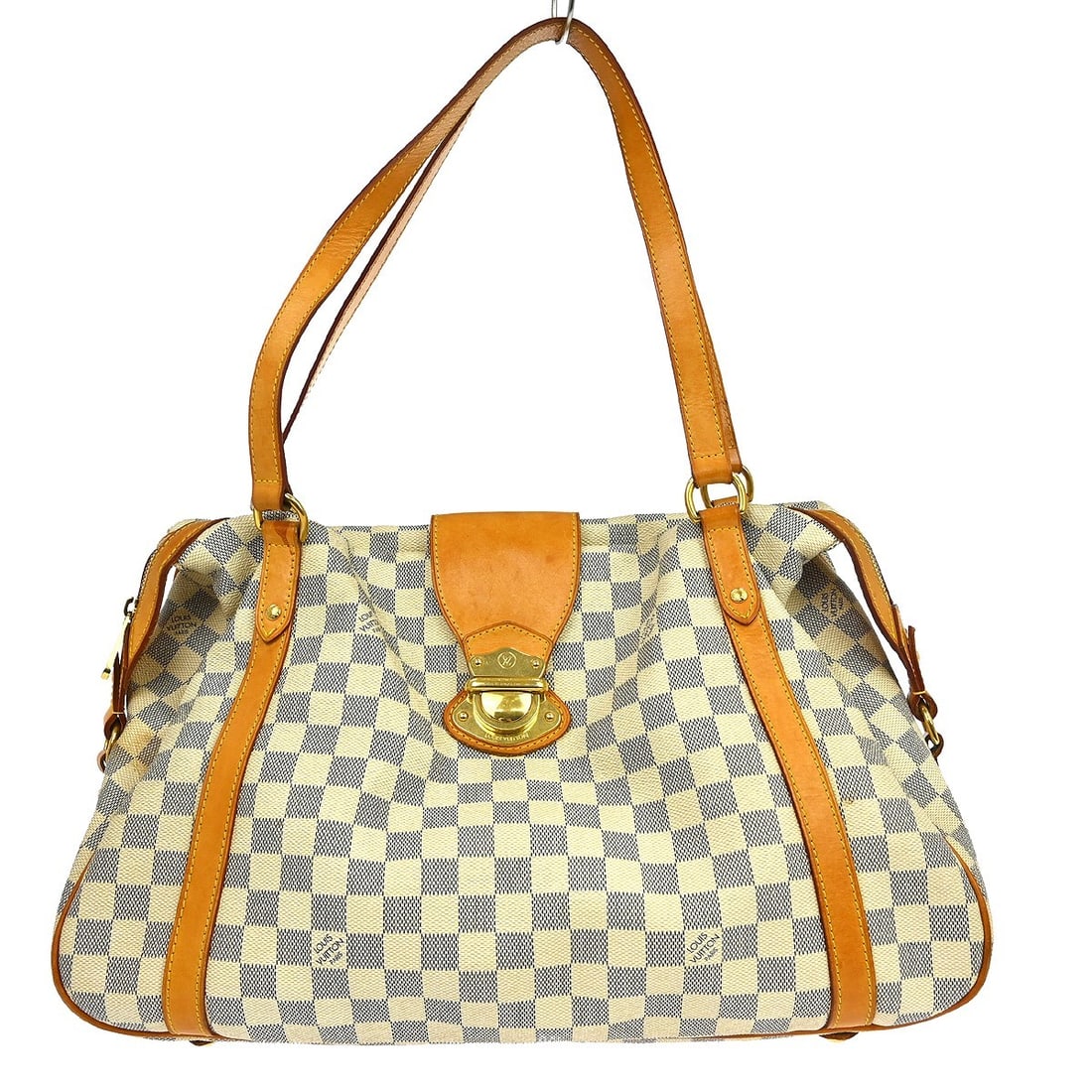 Louis Vuitton Stresa GM Damier Azur women's shoulder bag: Louis Vuitton Stresa GM Damier Azur women's shoulder bag This Louis Vuitton Stresa GM shoulder bag features the iconic Damier Azur canvas with leather trim and logo accents. Designed for casual occasi