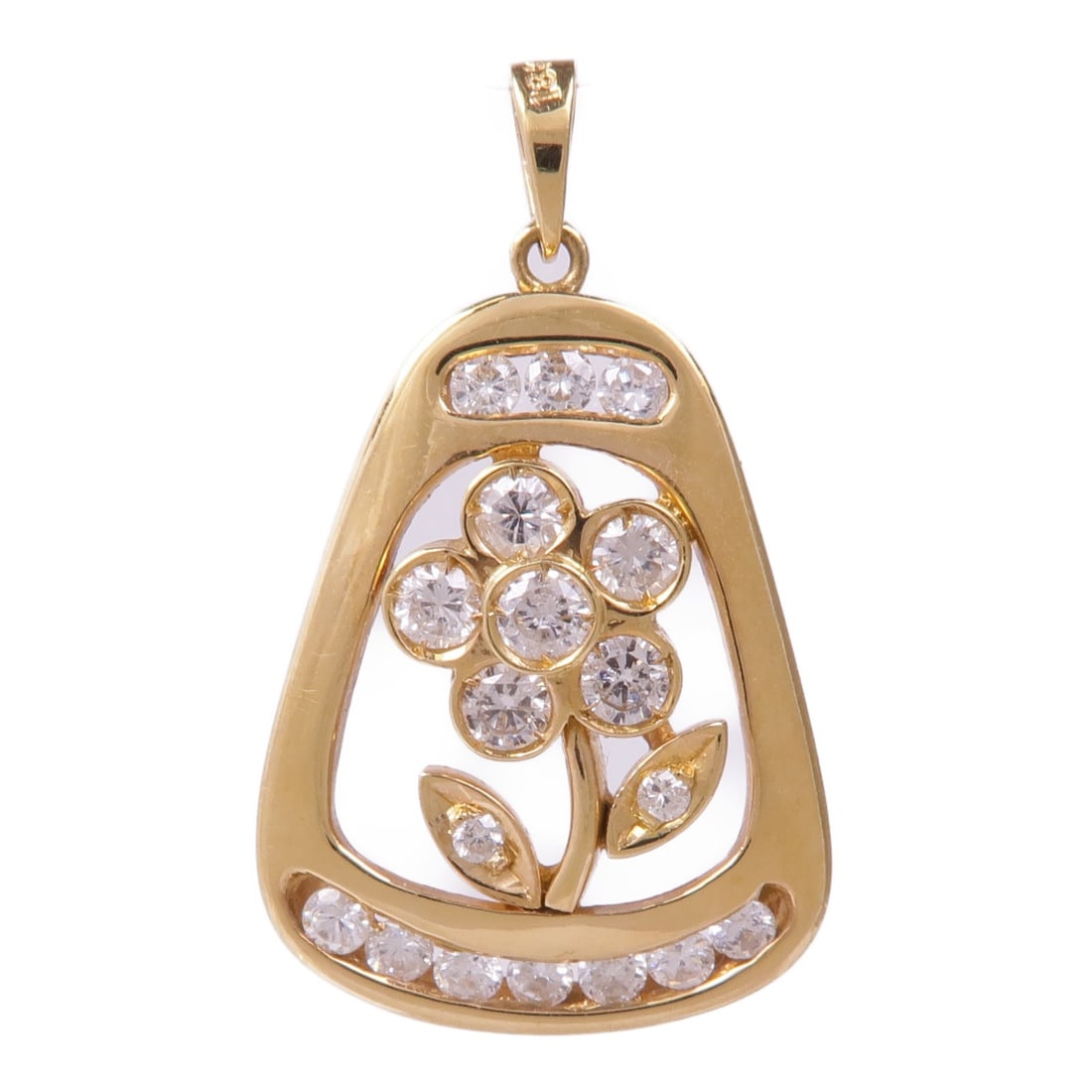 Diamond Pendant Top in 18K Yellow Gold by JEWELRY: Diamond Pendant Top in 18K Yellow Gold by JEWELRY This exquisite diamond pendant top is crafted from K18 (18K) yellow gold, showcasing a stunning clear diamond as its centerpiece. Designed for a regul