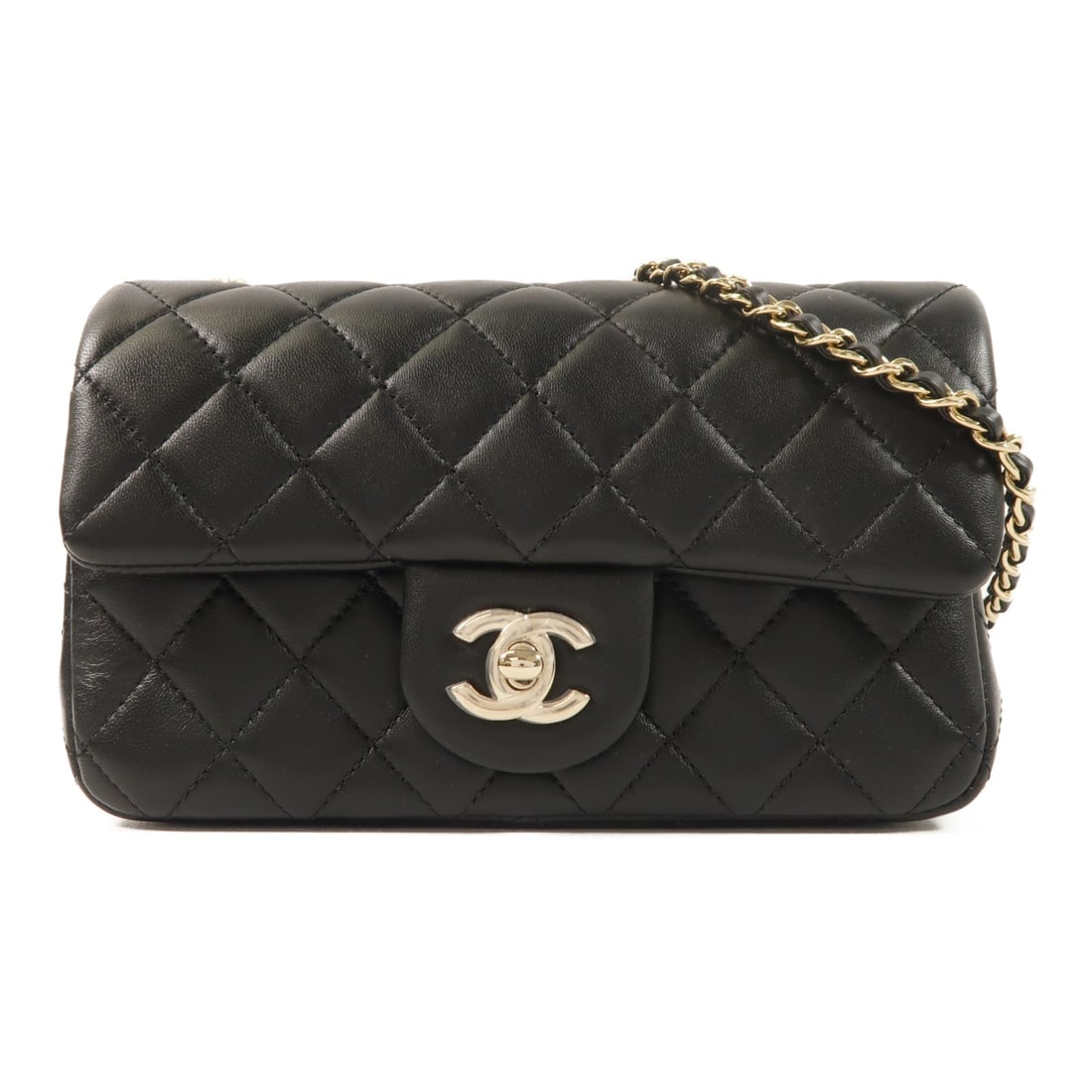 CHANEL Classic 20 Lambskin Black Shoulder Bag GHW: CHANEL Classic 20 Lambskin Black Shoulder Bag GHW This is a Chanel Classic 20 shoulder bag crafted from luxurious black lambskin leather. The bag features a gold-tone chain strap and is designed in a 