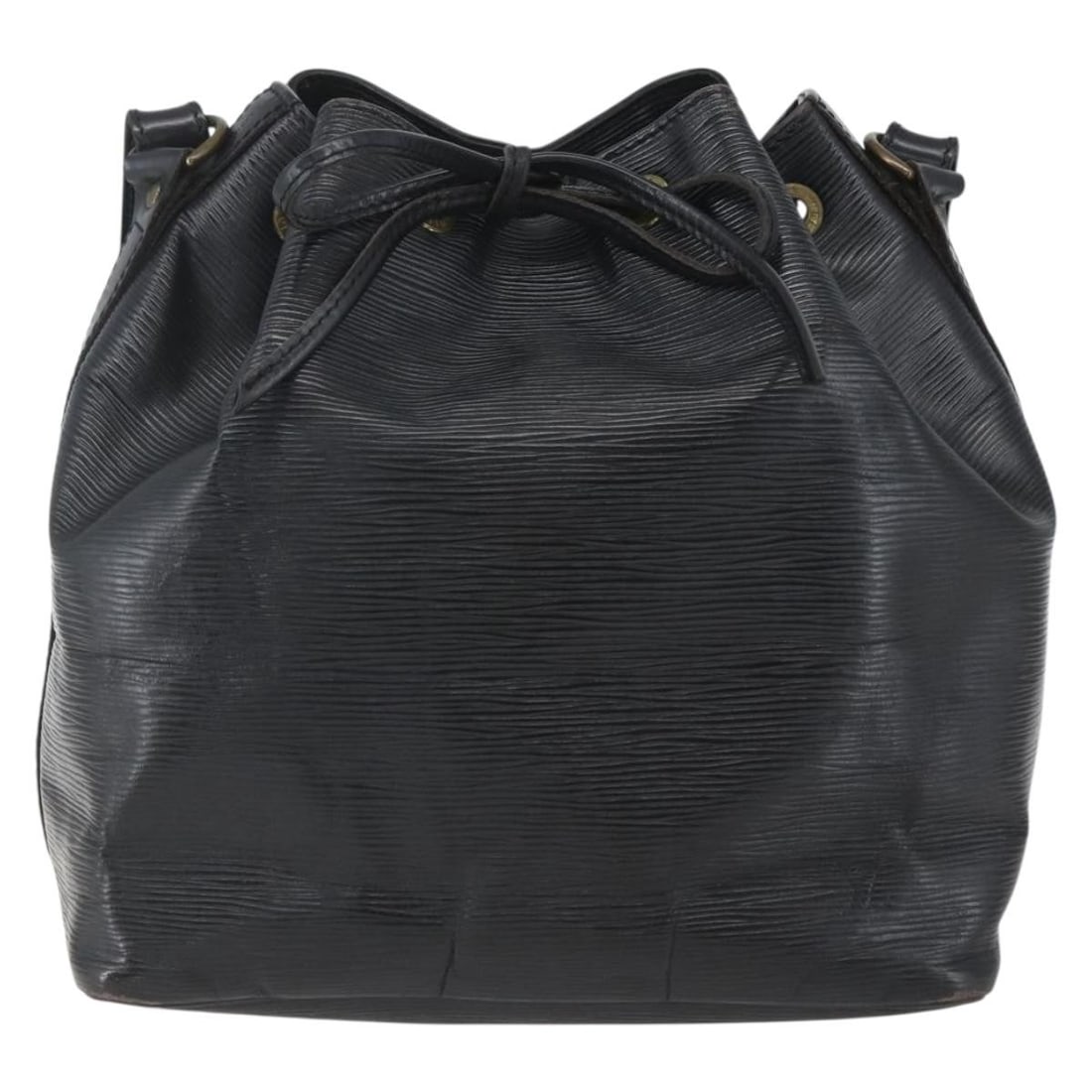 Black Epi Leather Petit Noe Shoulder Bag by Louis Vuitton: Black Epi Leather Petit Noe Shoulder Bag by Louis Vuitton The Louis Vuitton Petit Noe Handbag features black Epi leather and a classic bucket bag silhouette designed for women. This handbag shows sign