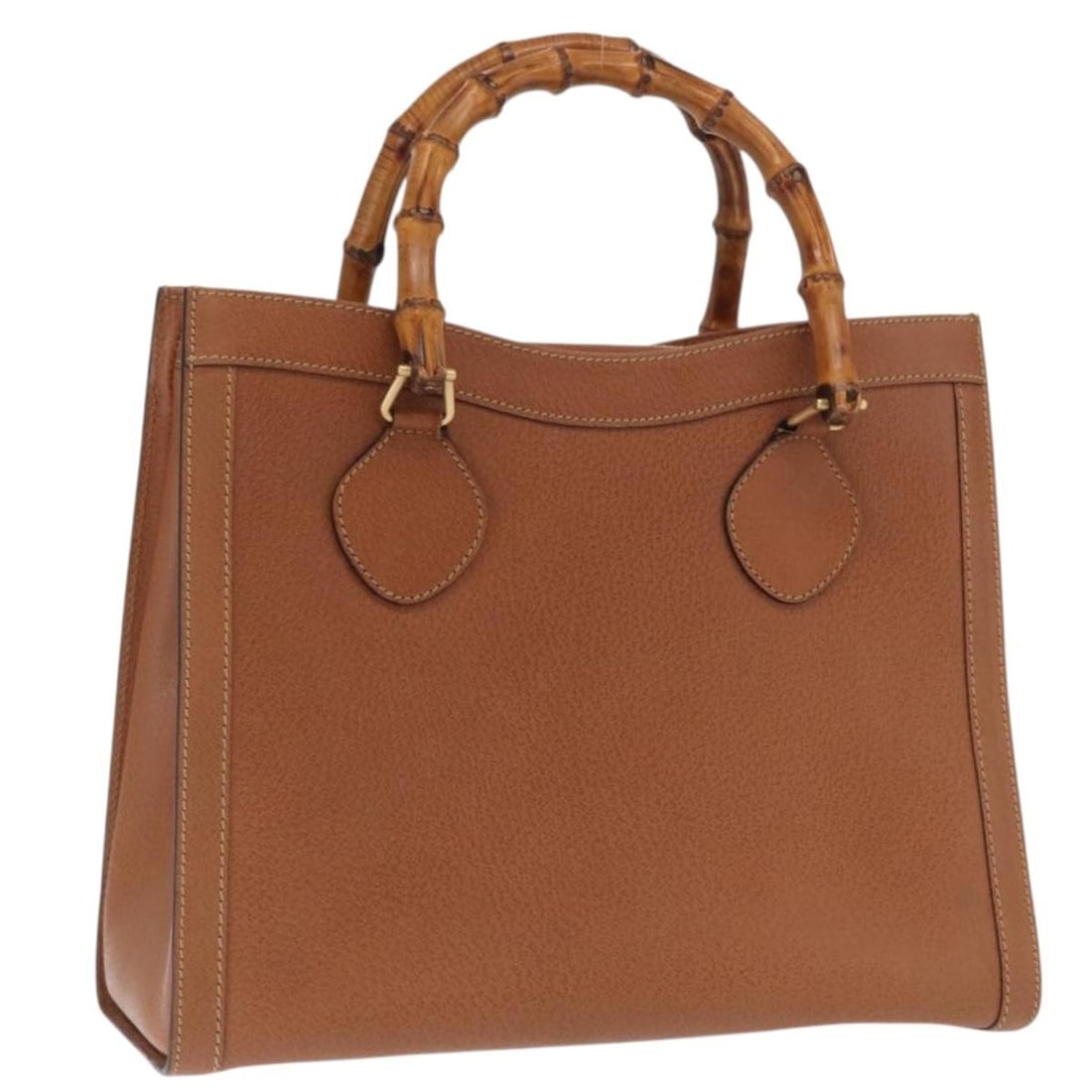 Brown Leather Bamboo Handle Gucci 002 2853 02600 Women's Handbag: Brown Leather Bamboo Handle Gucci 002 2853 02600 Women's Handbag This is a Gucci Bamboo handbag crafted from brown leather with gold-tone accents. Designed for women, the bag features a structured sil