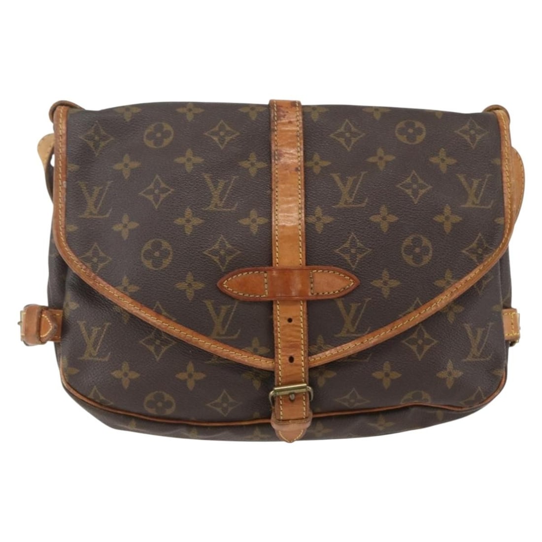 Louis Vuitton Monogram Canvas Saumur Brown Shoulder Handbag: Louis Vuitton Monogram Canvas Saumur Brown Shoulder Handbag This Louis Vuitton Saumur handbag is crafted from monogram canvas in a brown color, designed for women. The handbag features a shoulder stra