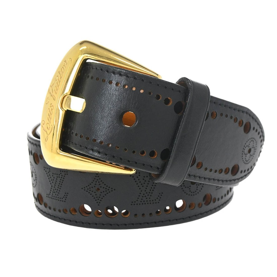 Louis Vuitton Phoenix Black Leather Adjustable Belt Size 95 38 (1 of 15)