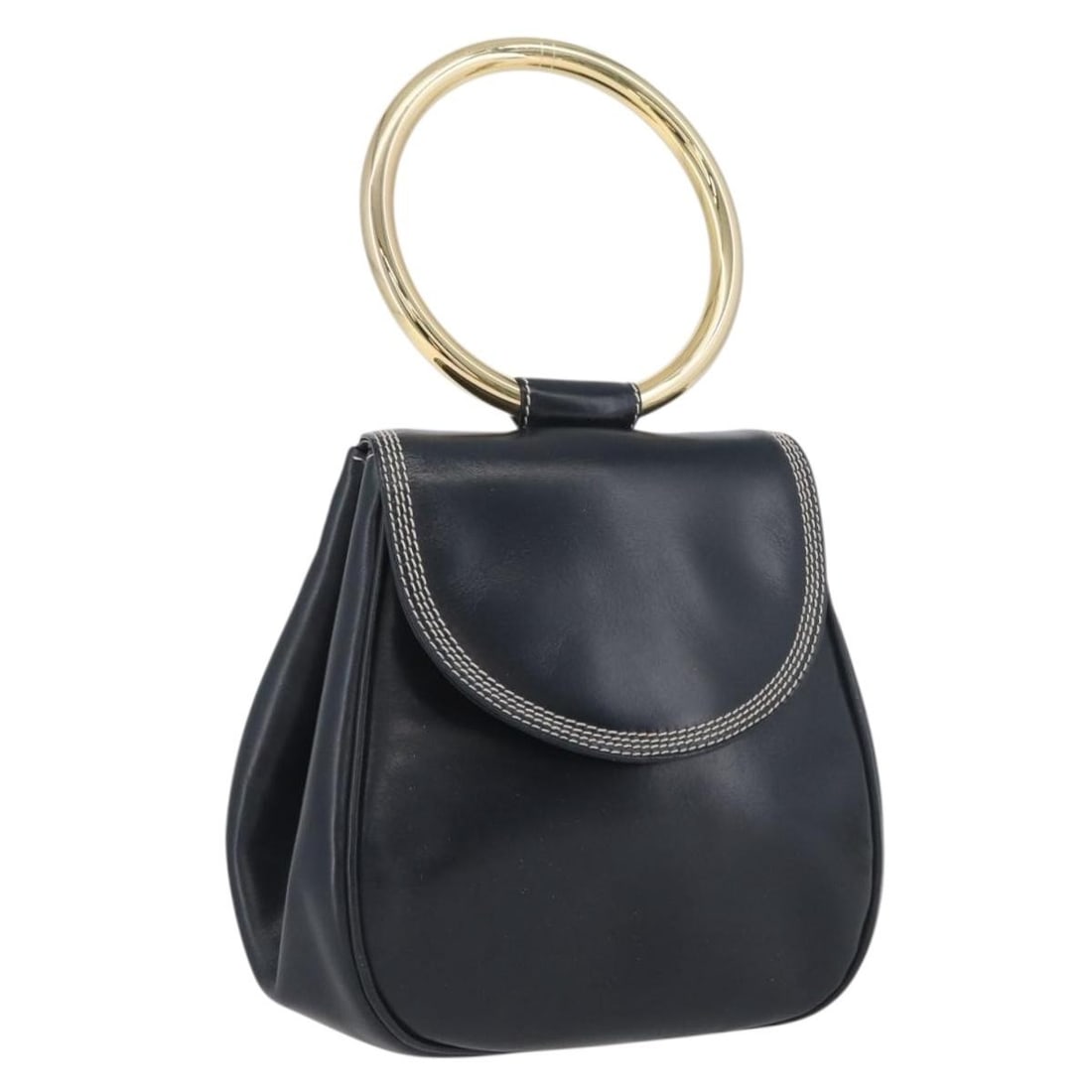 Loewe Navy and Gold Leather Women's Handbag Made in Spain: Loewe Navy and Gold Leather Women's Handbag Made in Spain This LOEWE handbag is crafted from navy and gold leather, designed for women. It features a top handle with an approximate drop of 4.7 inches 