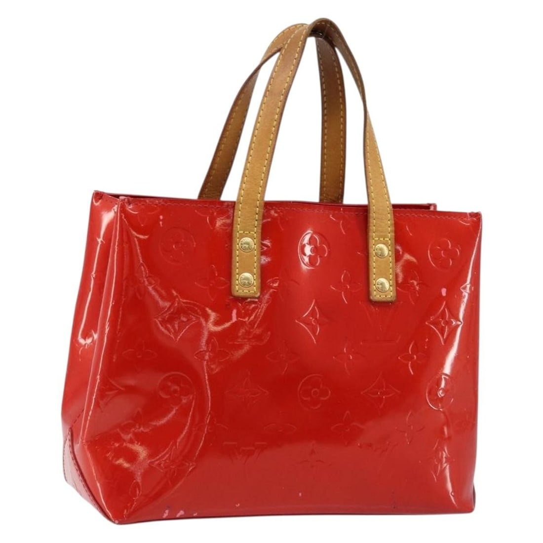 Louis Vuitton Reade PM Monogram Vernis Red Patent Leather Handbag M91088: Louis Vuitton Reade PM Monogram Vernis Red Patent Leather Handbag M91088 This Louis Vuitton Monogram Vernis Reade PM handbag features a striking red patent leather exterior, offering a distinctive and