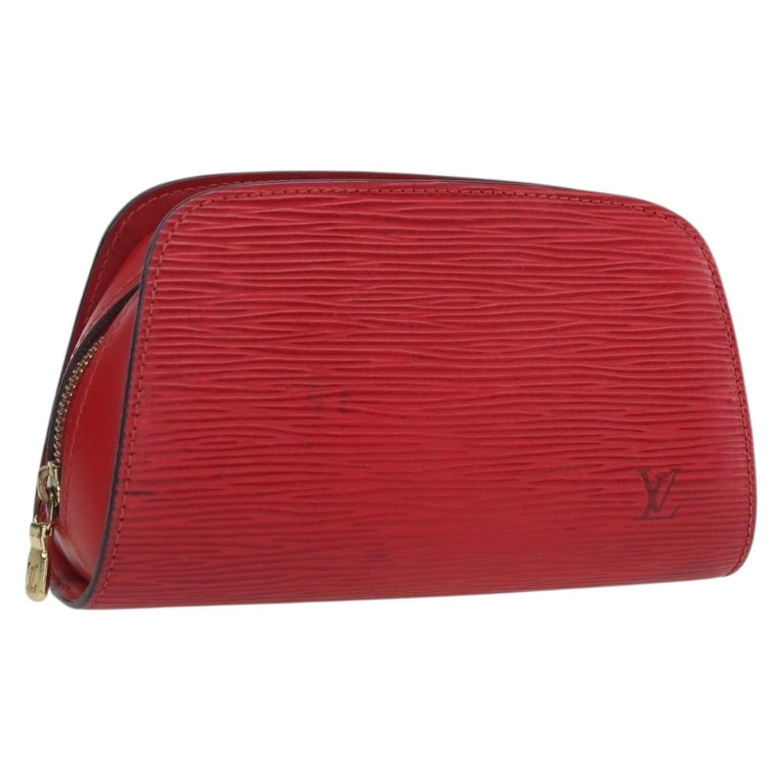Louis Vuitton Dauphine PM Epi Leather Pouch Castilian Red M48447: Louis Vuitton Dauphine PM Epi Leather Pouch Castilian Red M48447 This Louis Vuitton Epi Dauphine PM Pouch in Castilian Red is crafted from durable Epi leather and features a compact, structured silhou