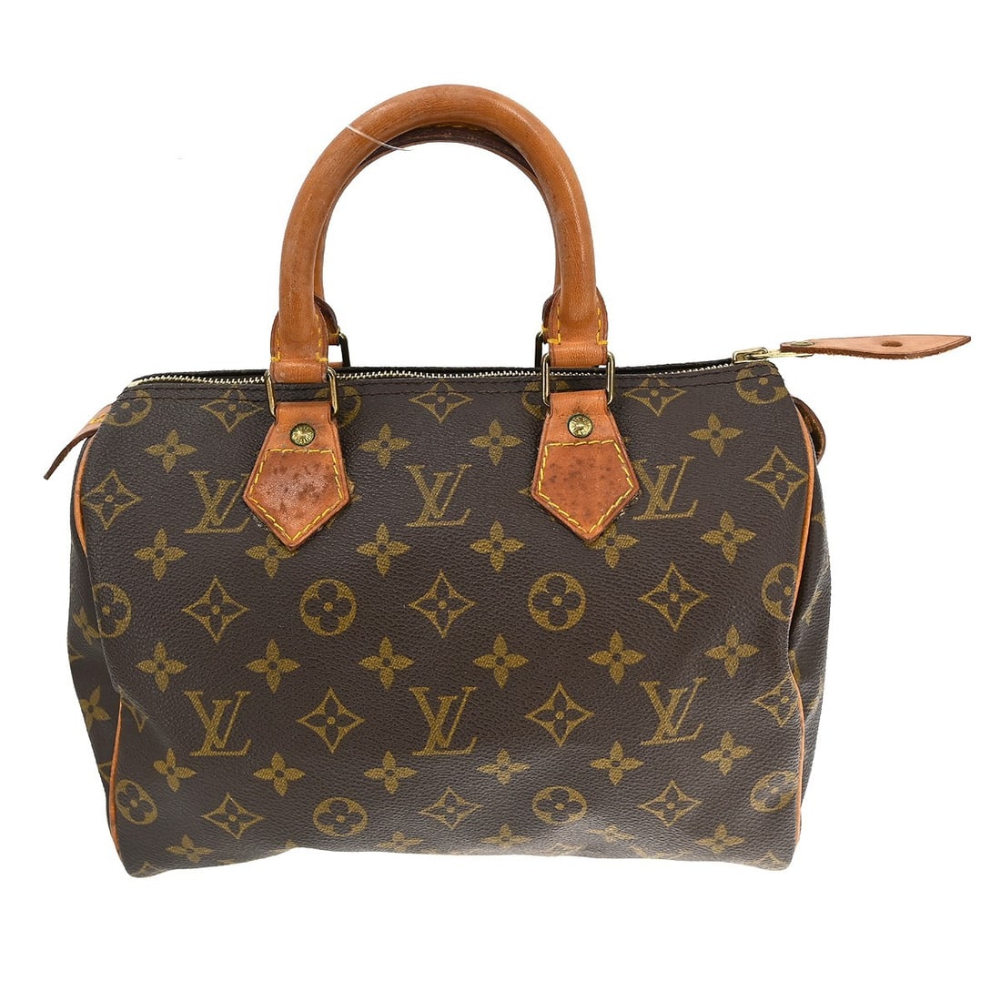 Louis Vuitton Speedy 25 Monogram Brown Duffle Bag: Louis Vuitton Speedy 25 Monogram Brown Duffle Bag This is a vintage Louis Vuitton Speedy 25 handbag featuring the iconic monogram canvas and leather trim. The bag is designed with double leather handl