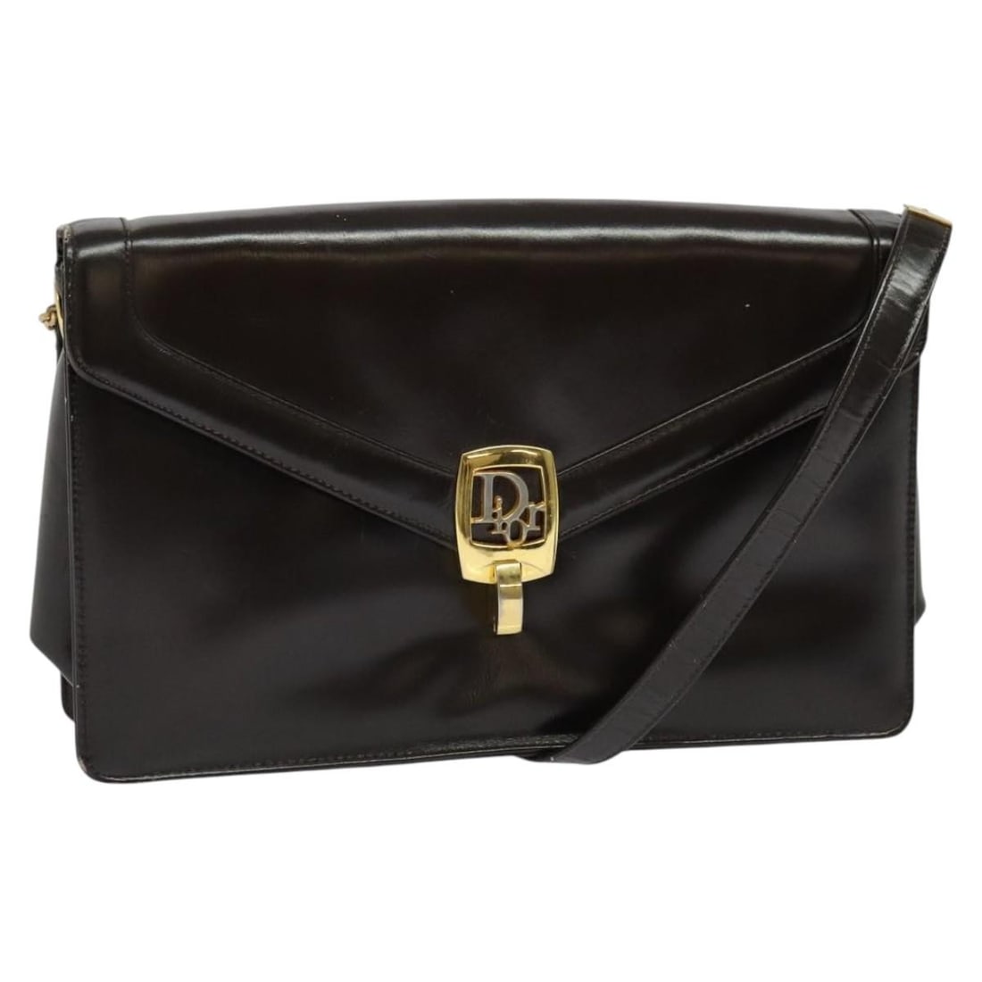 Brown Leather Christian Dior Shoulder Bag Gold Trim: Brown Leather Christian Dior Shoulder Bag Gold Trim This Christian Dior shoulder bag is crafted from brown and gold leather and features a classic design with a single shoulder strap. The bag shows si
